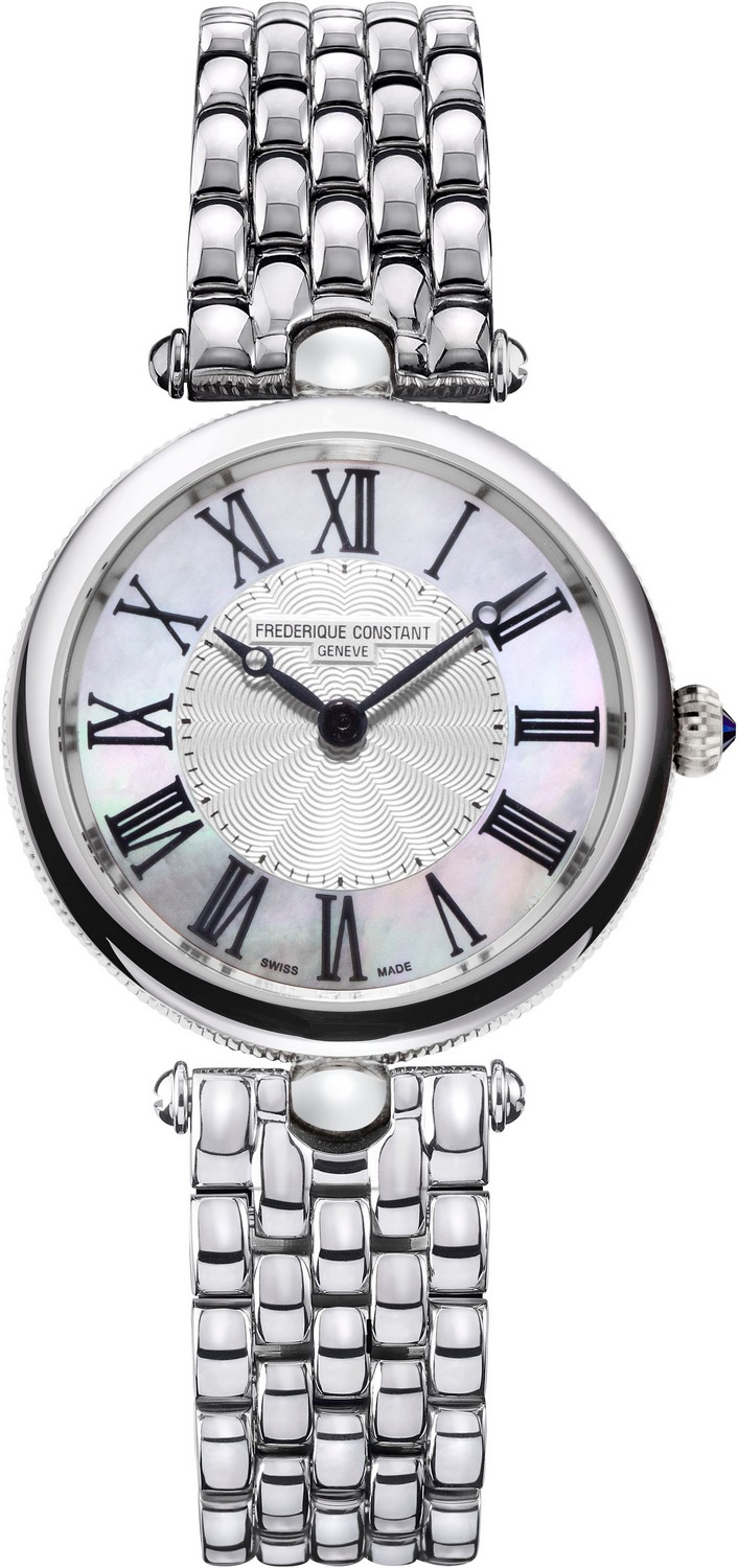 FREDERIQUE CONSTANT  Элегантные женские швейцарские часы, стальные, циферблат из натурального перламутра - идеальный подарок и украшение.