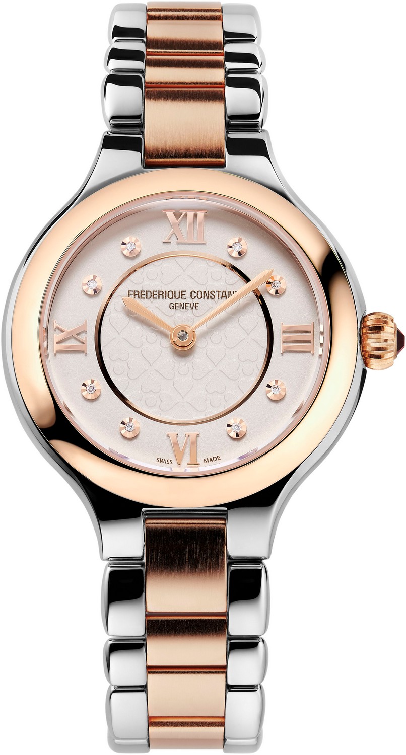 FREDERIQUE CONSTANT DELIGHT Элегантные женские швейцарские часы, стальные на металлическом браслете, циферблат с бриллиантами