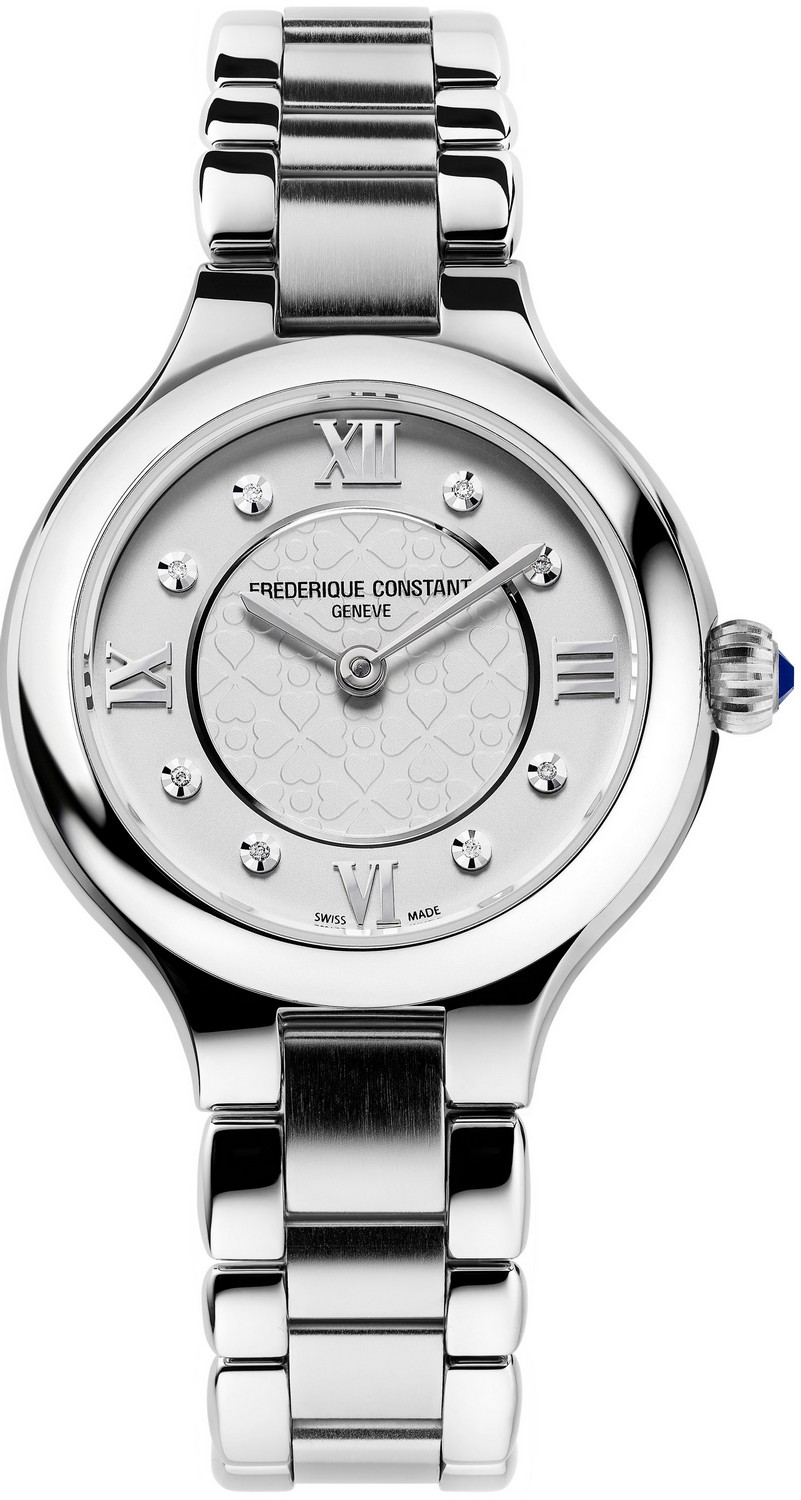 FREDERIQUE CONSTANT DELIGHT Элегантные женские швейцарские часы, стальные на металлическом браслете, циферблат с бриллиантами