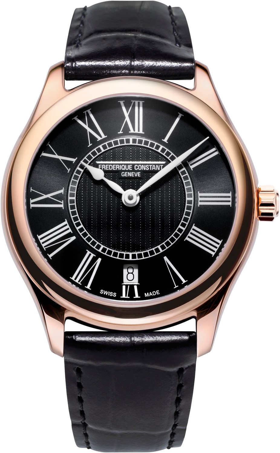 Часы FREDERIQUE CONSTANT  FC-220MB3B4 Современные женские швейцарские часы, стальной корпус с позолотой на кожаном ремне, функция даты