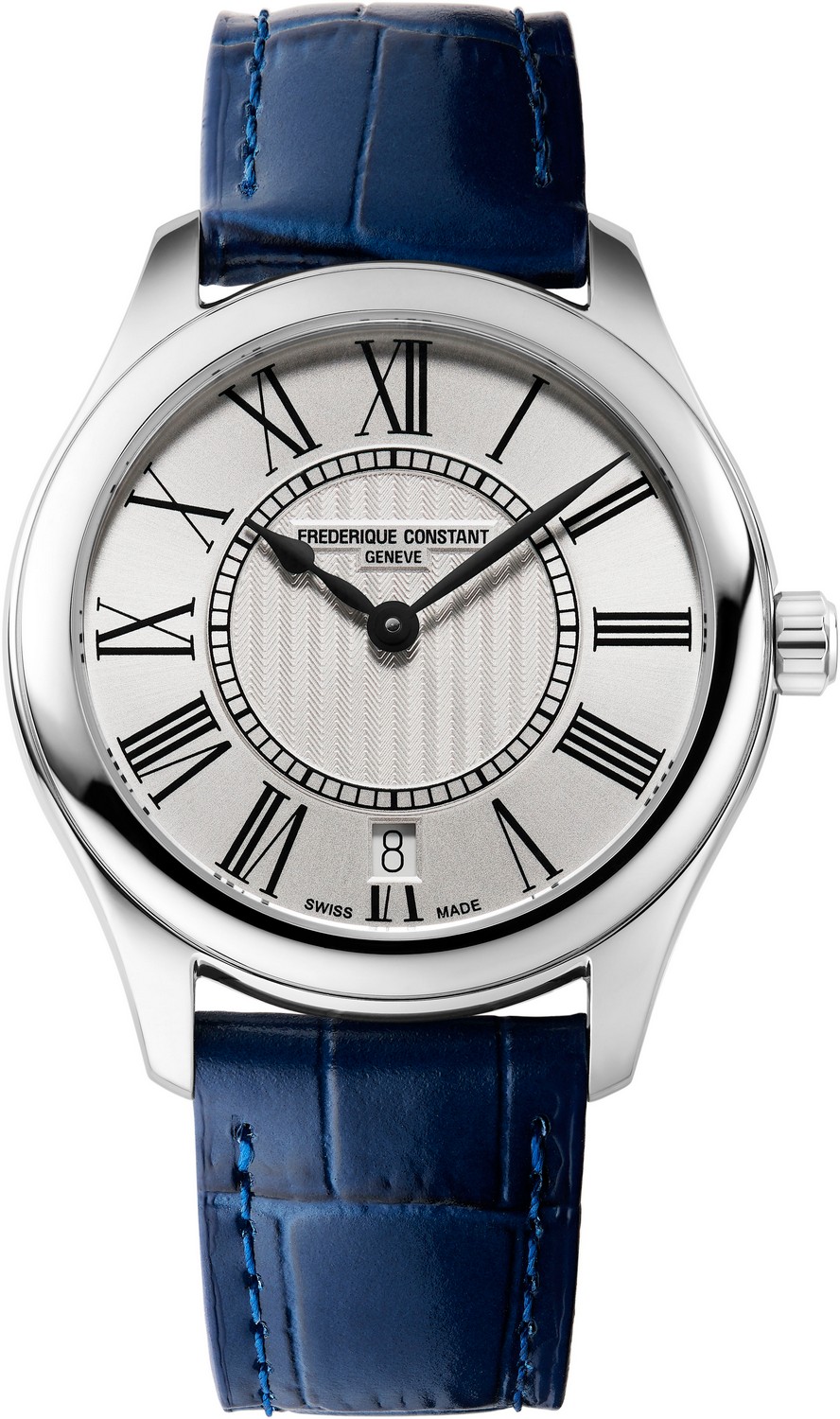 FREDERIQUE CONSTANT  Стильные классические женские швейцарские часы, стальные, на кожаном ремешке, функция даты