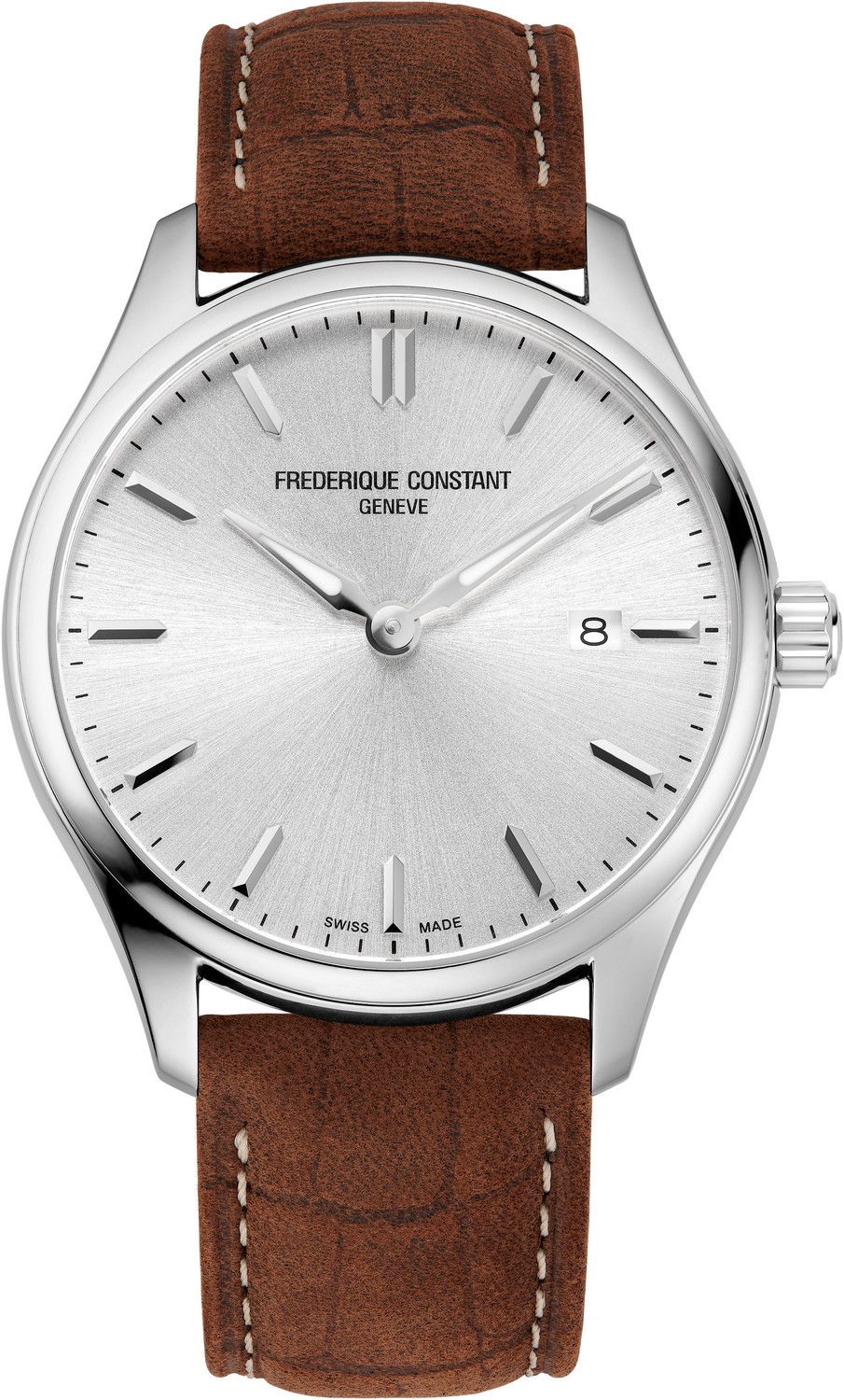 FREDERIQUE CONSTANT  Повседневные мужские швейцарские часы, кварцевых механизм, минимализм, стальной корпус, кожаный ремень