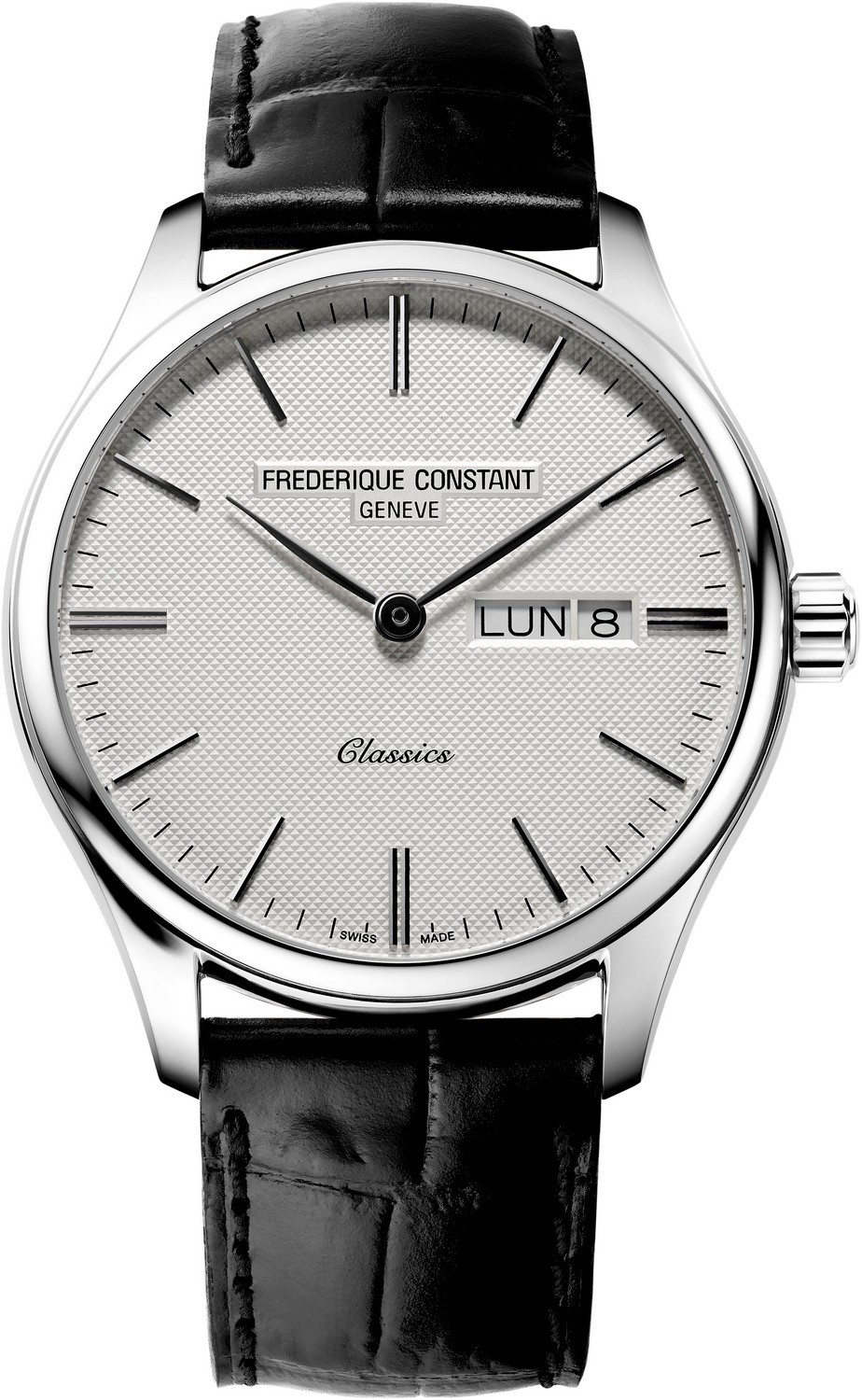 FREDERIQUE CONSTANT CLASSICS Стильные мужские швейцарские часы, стальные, циферблат с гильоше, идеальный подарок в стиле кажуал, функция дата, день недели