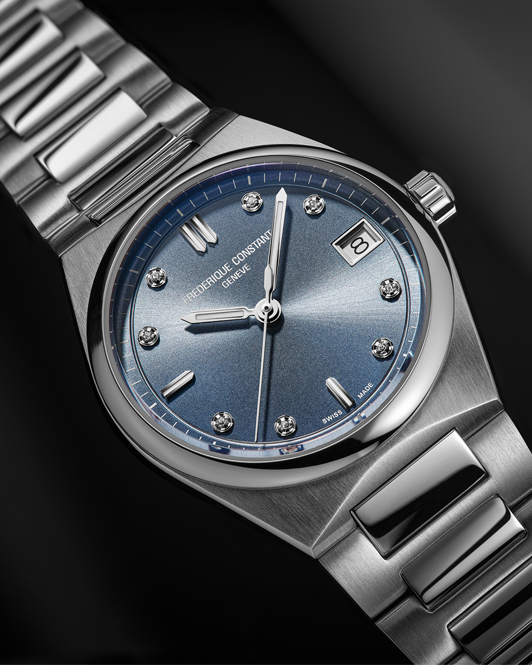 FREDERIQUE CONSTANT  Женские швейцарские часы, кварцевый механизм, сталь, 31 мм