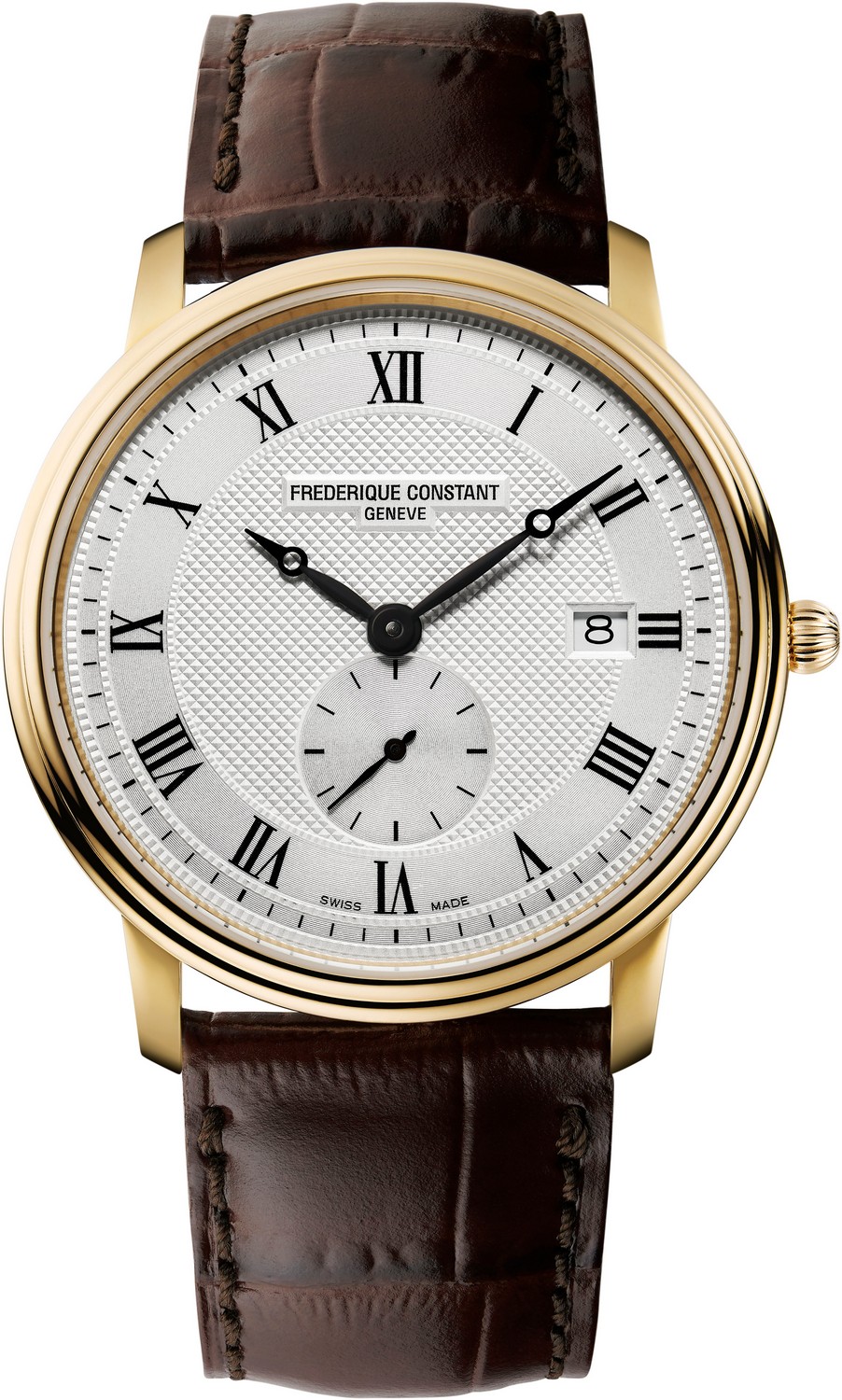 FREDERIQUE CONSTANT  Тонкие кварцевые мужские швейцарские часы, стальные с позолотой, на кожаном ремешке, идеально подходят под деловой костюм и повседневный стиль