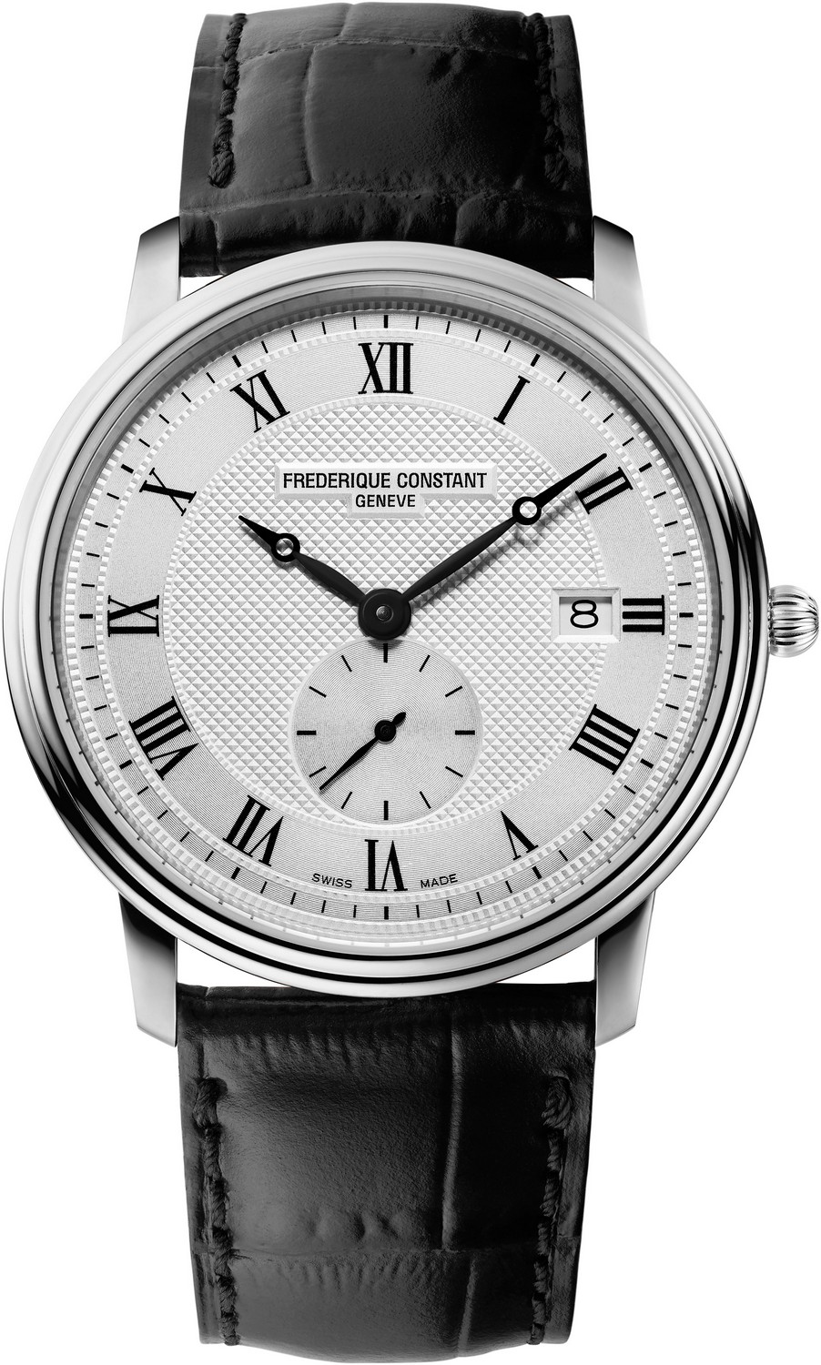 FREDERIQUE CONSTANT  Тонкие кварцевые мужские швейцарские часы, стальные, на кожаном ремешке, идеально подходят под деловой костюм и повседневный стиль