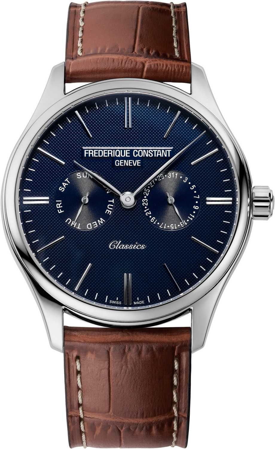 FREDERIQUE CONSTANT CLASSICS Стильные мужские швейцарские часы, стальные, циферблат с гильоше, идеальный подарок в стиле кажуал, функция дата, день недели