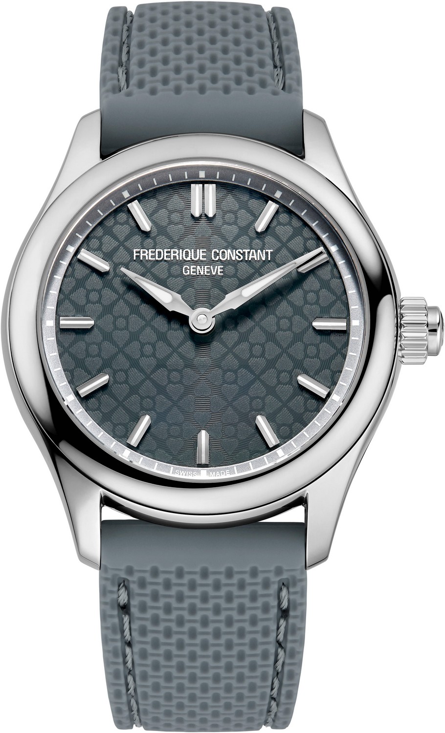 Часы FREDERIQUE CONSTANT  FC-286LGS3B6 Смарт часы: женские умные часы с функцией мониторинга пульса, сна и активности, серый циферблат, стальной корпус, серый каучуковый ремешок, повседневный модный стиль