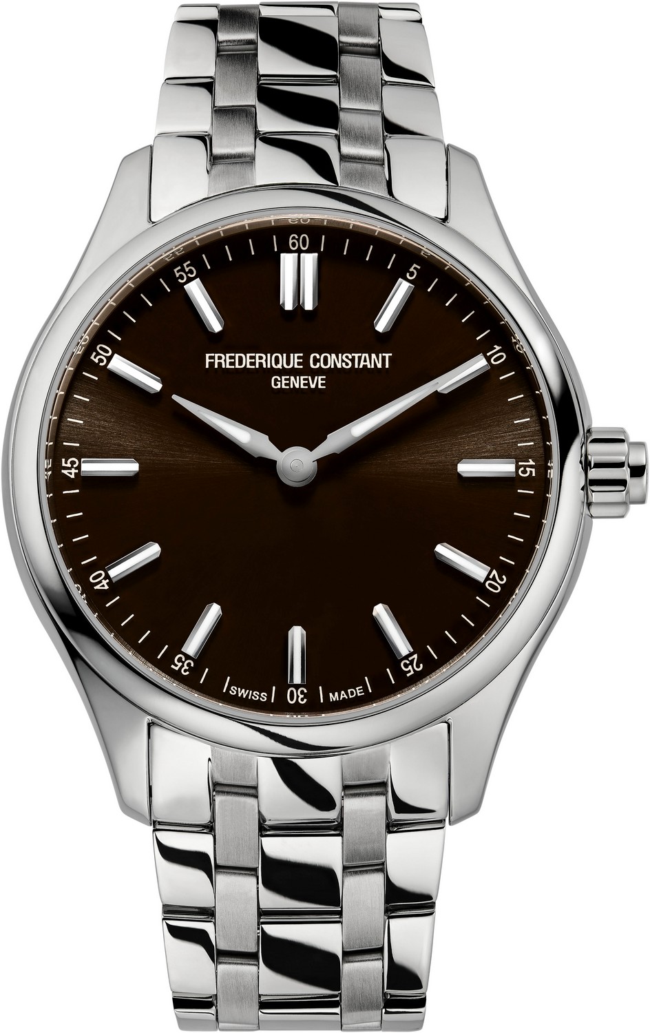 FREDERIQUE CONSTANT  Смарт часы: мужские умные часы с функцией мониторинга пульса, сна и активности, стальной корпус, коричневый циферблат, металлический браслет, повседневный модный стиль