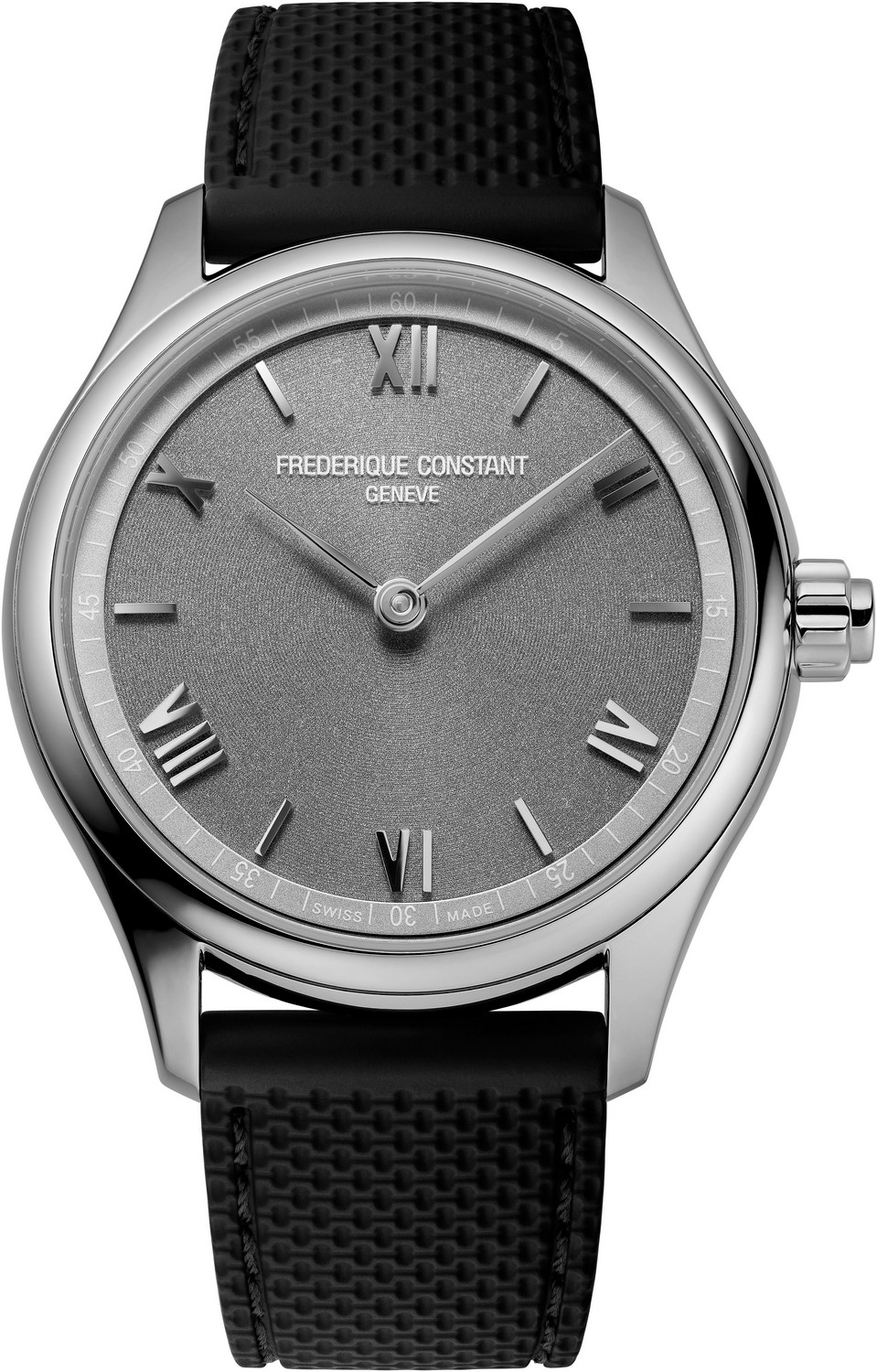 FREDERIQUE CONSTANT  Смарт часы: мужские умные часы с функцией мониторинга пульса, сна и активности, стальной корпус, серый циферблат, черный каучуковый ремешок, повседневный модный стиль