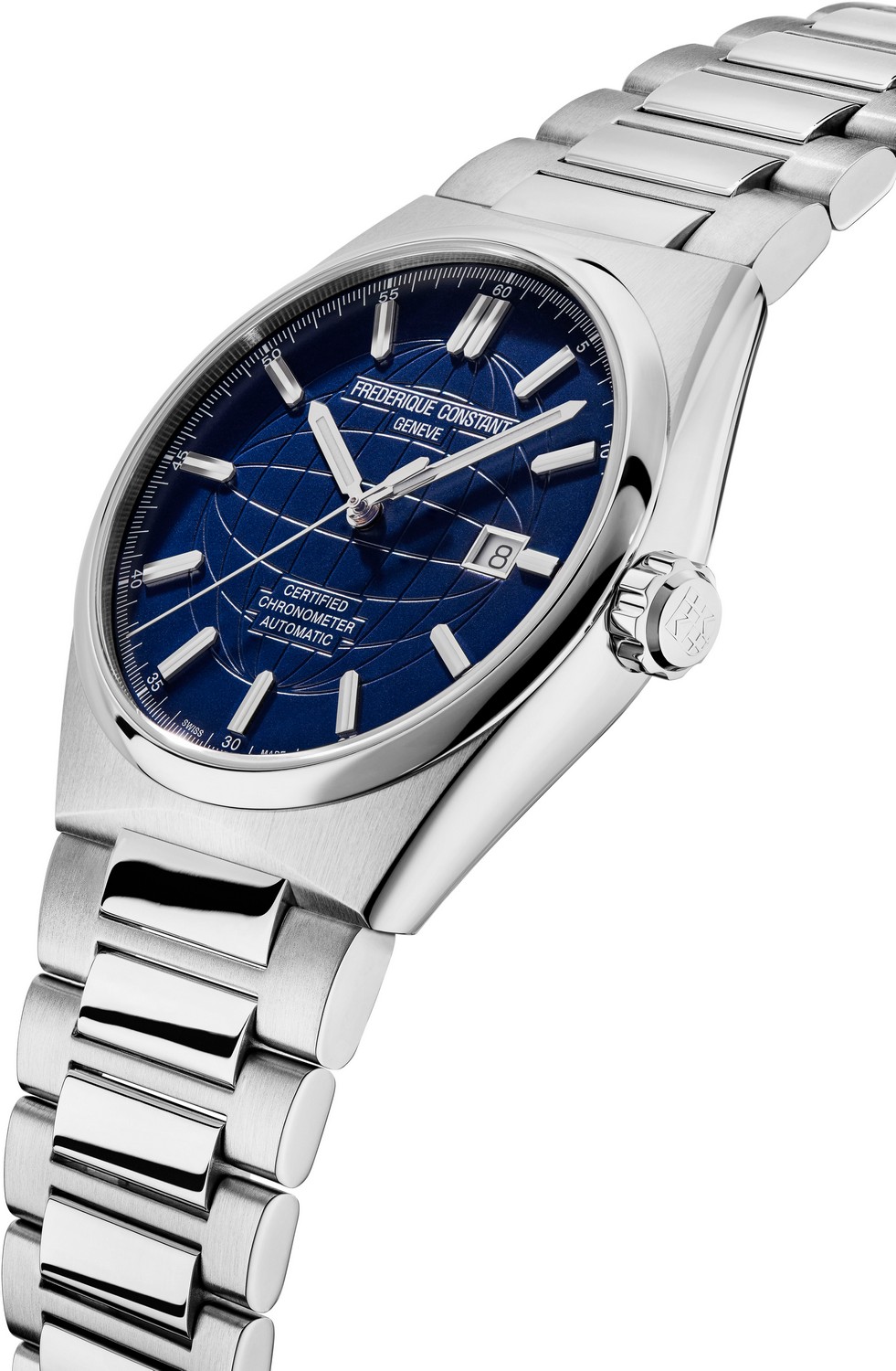 FREDERIQUE CONSTANT  Мужские швейцарские часы с автоматическим механизмом, хронометр, стальной корпус, синий циферблат, стальной браслет, спортивный стиль, дополнительный синий каучуковый ремешок