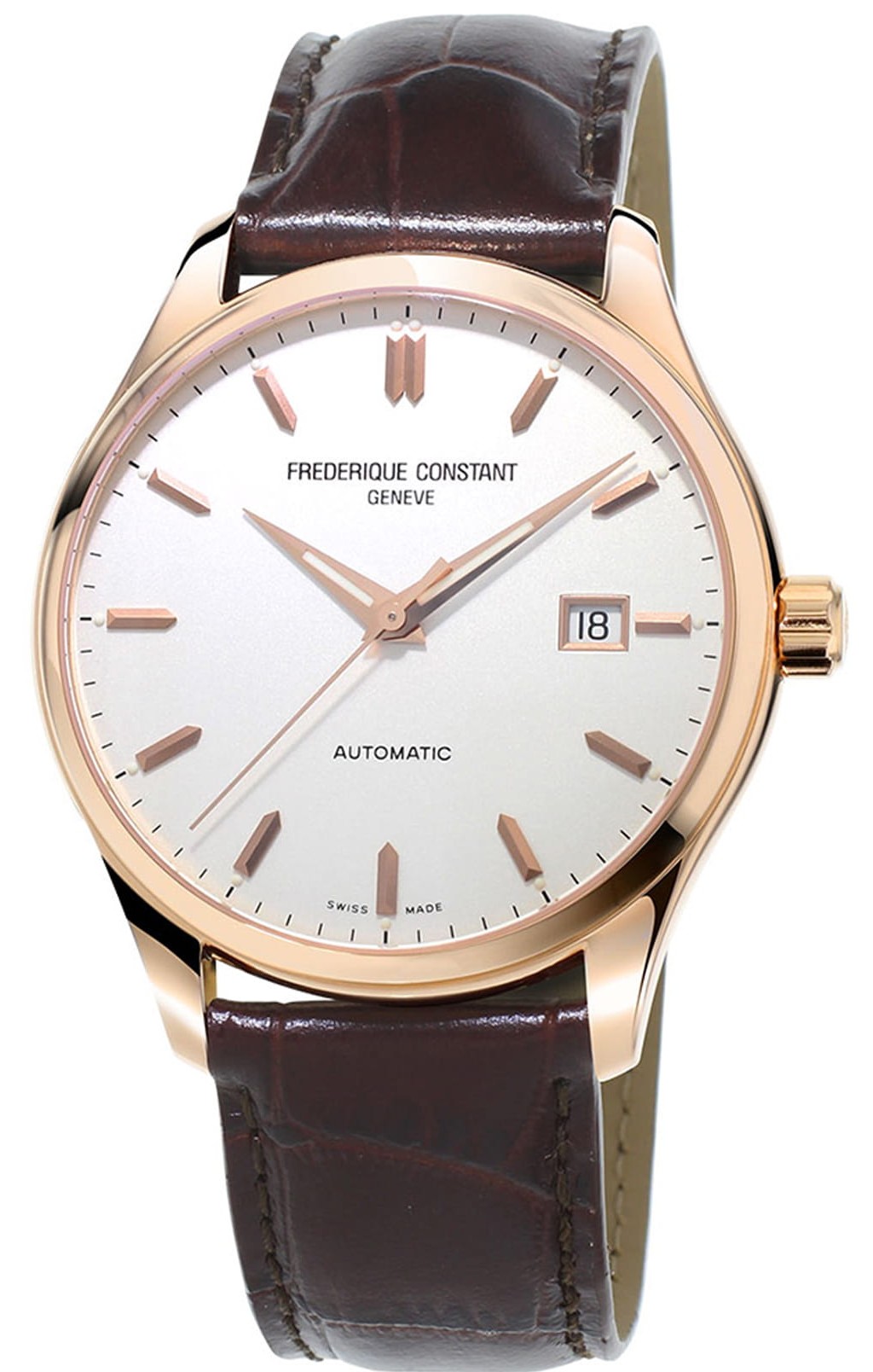 FREDERIQUE CONSTANT  Стильные мужские швейцарские часы, автоматический маханизм, стальные с позолотой, на кожаном ремешке, в спортивном стиле