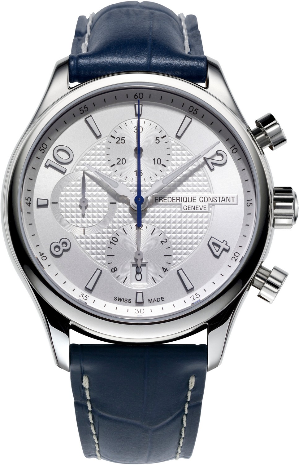 Часы FREDERIQUE CONSTANT  FC-392RMS5B6 Лимитированная коллекция - тираж 2 888 штук, крупный корпус, сталь, автоматический хронограф, серебристый циферблат и кожаный ремень, роскошная коробка из лакированного дерева и миниатюра лодки Runabout