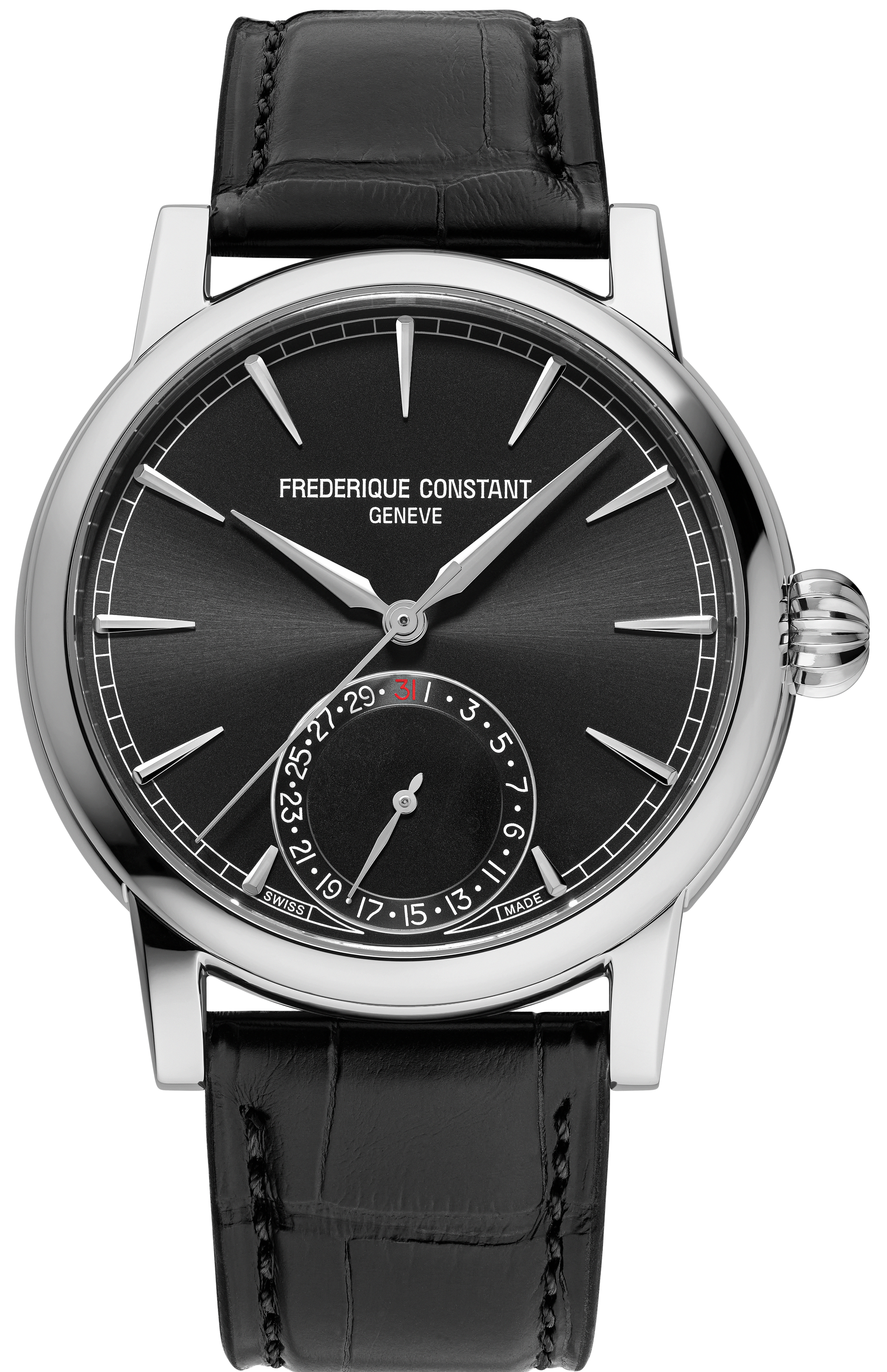 FREDERIQUE CONSTANT  Мужские швейцарские часы с автоматическим механизмом, 40 мм. 
Черный ремешок из кожи аллигатора