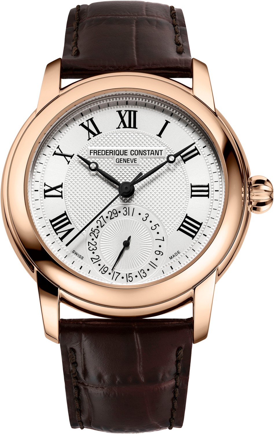 FREDERIQUE CONSTANT  Классические мужские швейцарские часы, мануфактурный автоматический маханизм, стальные с позолотой, на кожаном ремешке, идеально подходят под деловой костюм и повседневный стиль