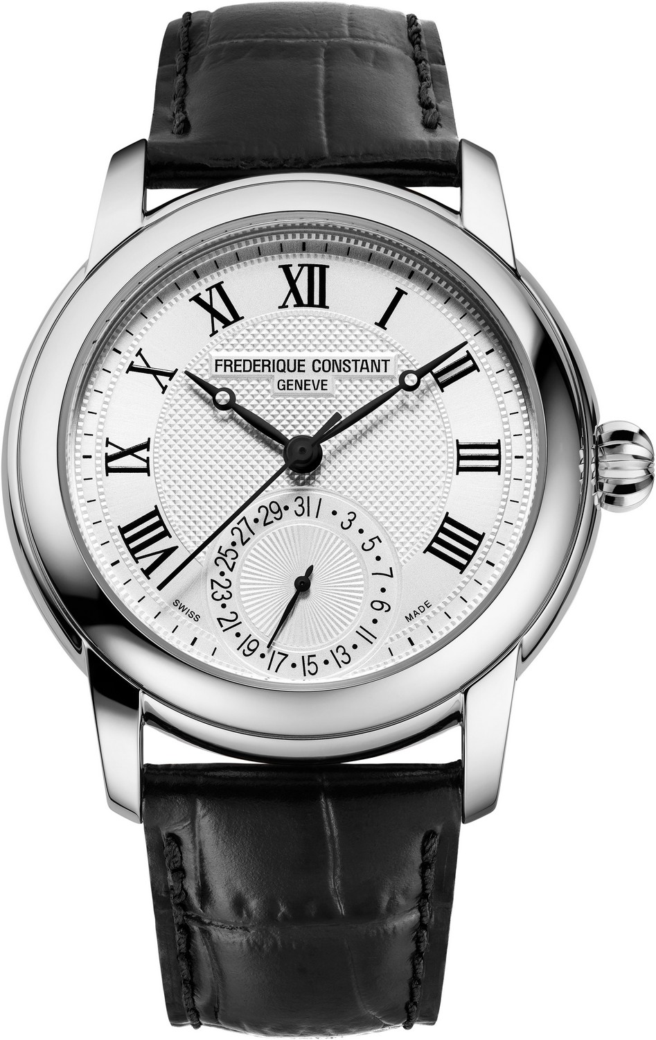 FREDERIQUE CONSTANT  Классические мужские швейцарские часы, мануфактурный автоматический маханизм, стальные, на кожаном ремешке, идеально подходят под деловой костюм и повседневный стиль