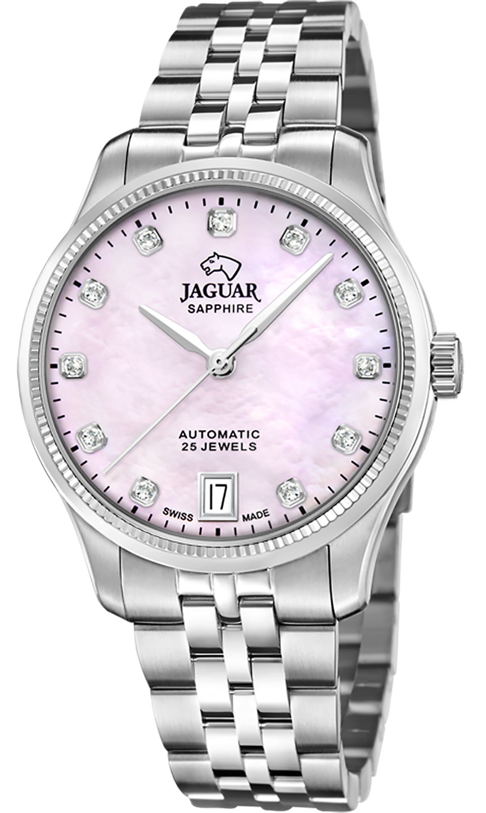 JAGUAR  Женские швейцарские часы, автоматический механизм, сталь, 34 мм