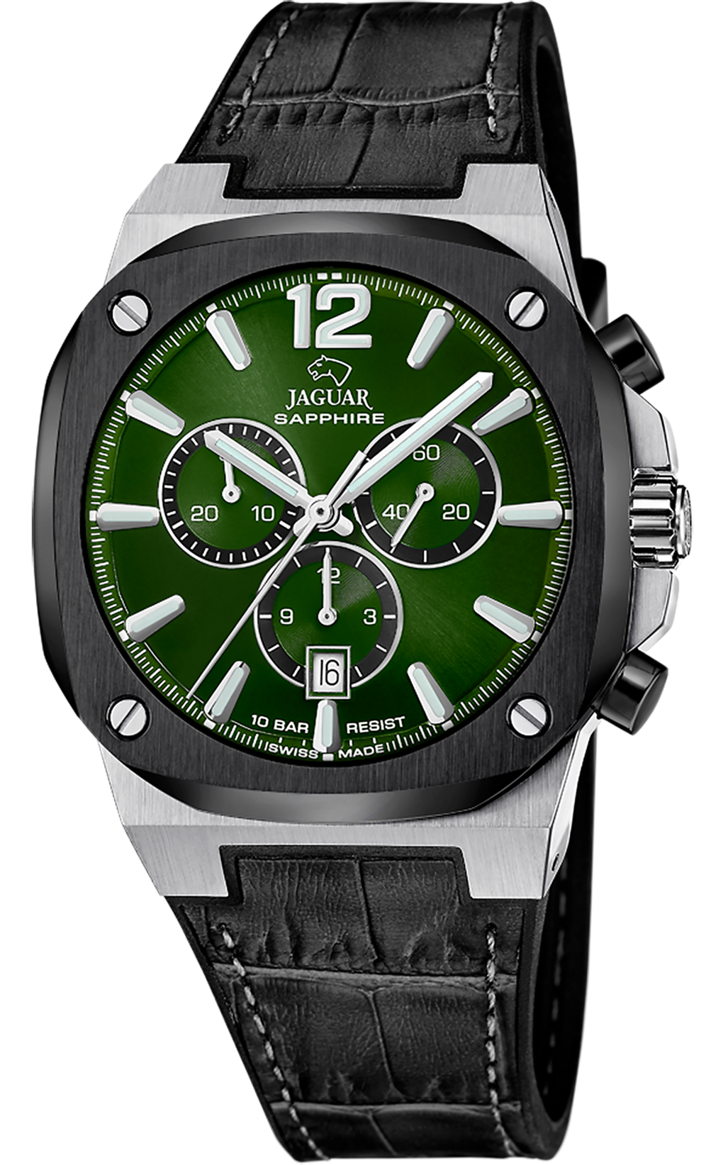 JAGUAR  Мужские швейцарские часы, кварцевый механизм, сталь, 43*43 мм