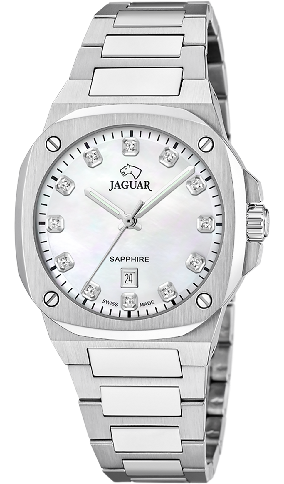 JAGUAR  Женские швейцарские часы, кварцевый механизм, сталь, 34,3*34,3 мм