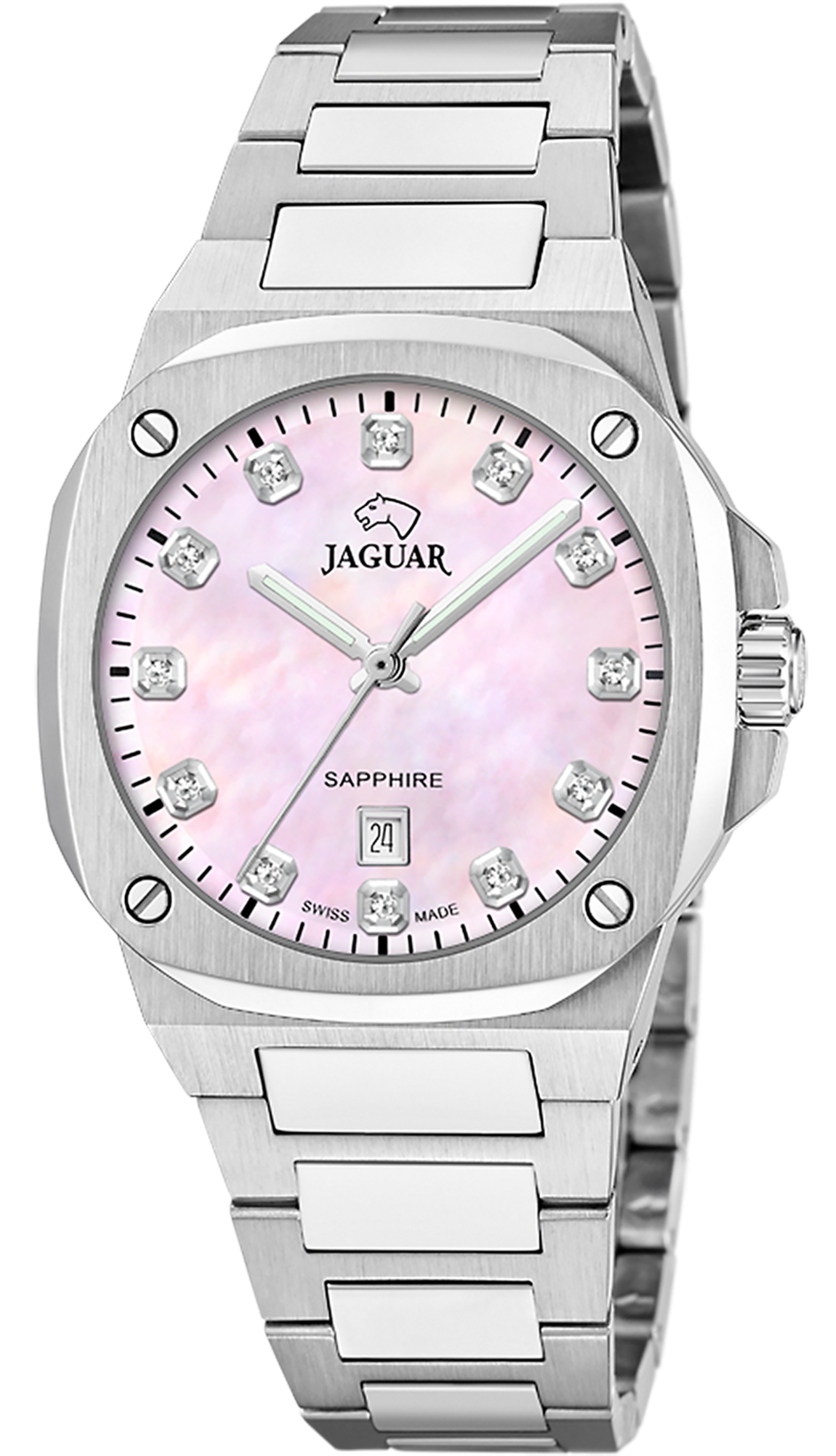 JAGUAR  Женские швейцарские часы, кварцевый механизм, сталь, 34,3*34,3 мм