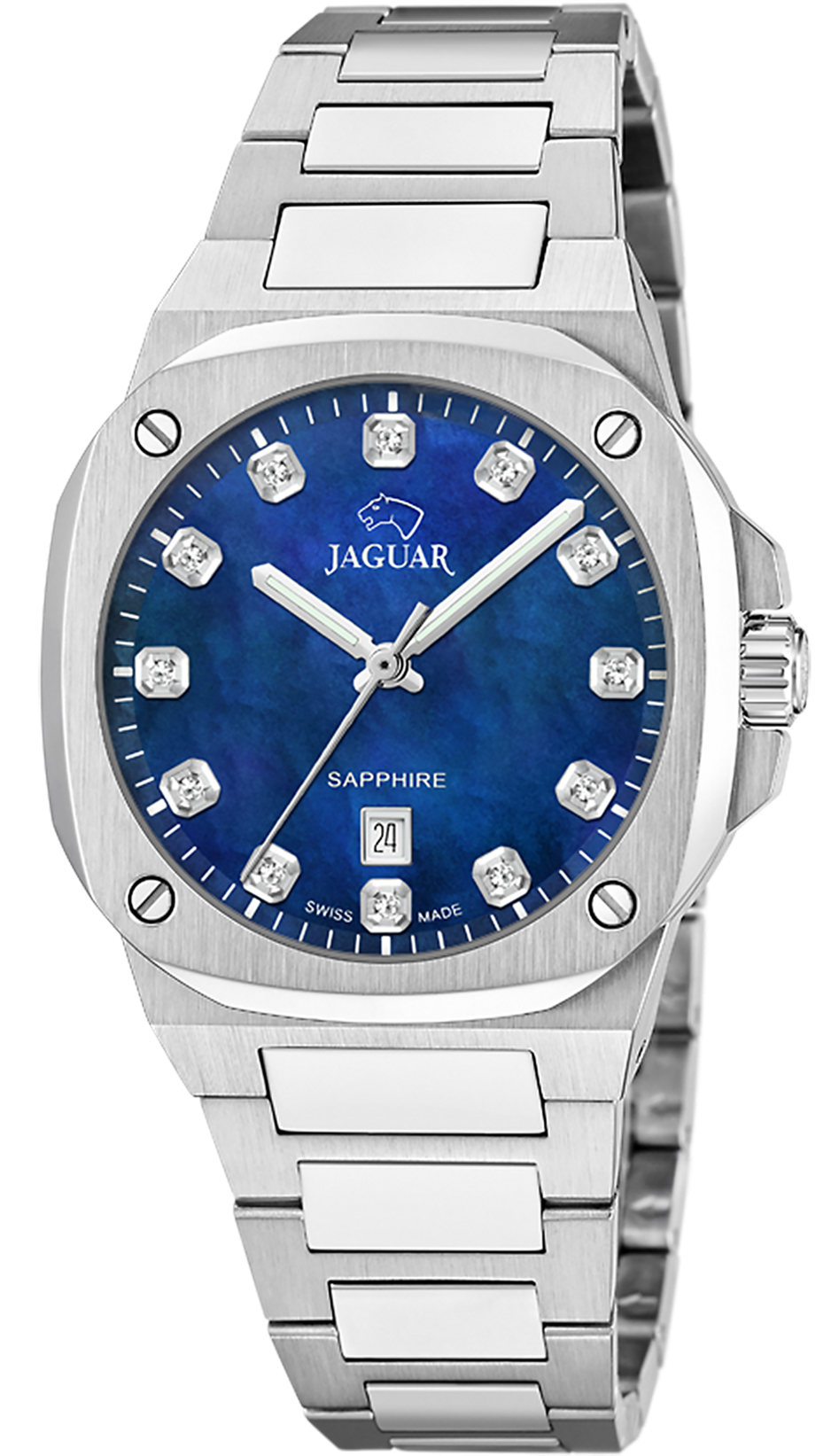 JAGUAR  Женские швейцарские часы, кварцевый механизм, сталь, 34,3*34,3 мм