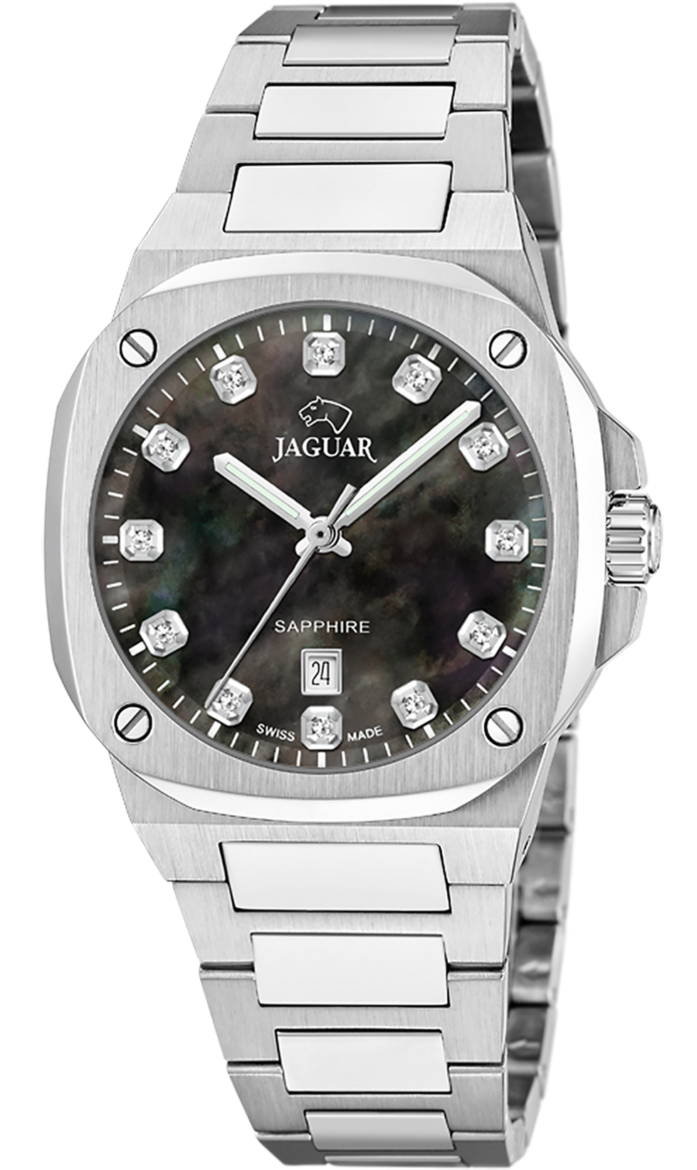 JAGUAR  Женские швейцарские часы, кварцевый механизм, сталь, 34,3*34,3 мм