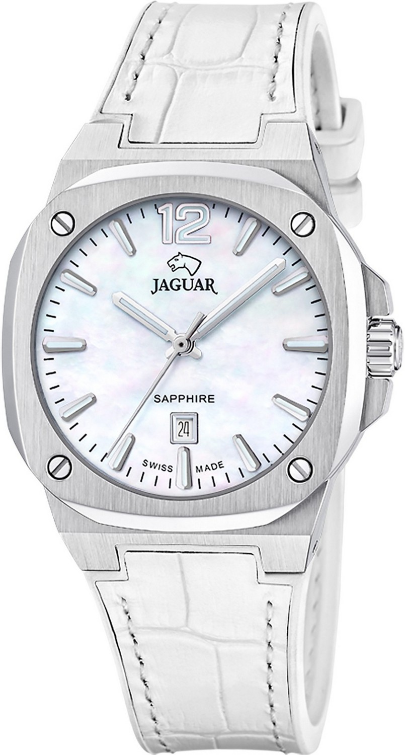 JAGUAR  Jaguar Swiss Made women's watch J1032/1 with a stainless steel
 case and a sapphire glass fitted with a leather bracelet.