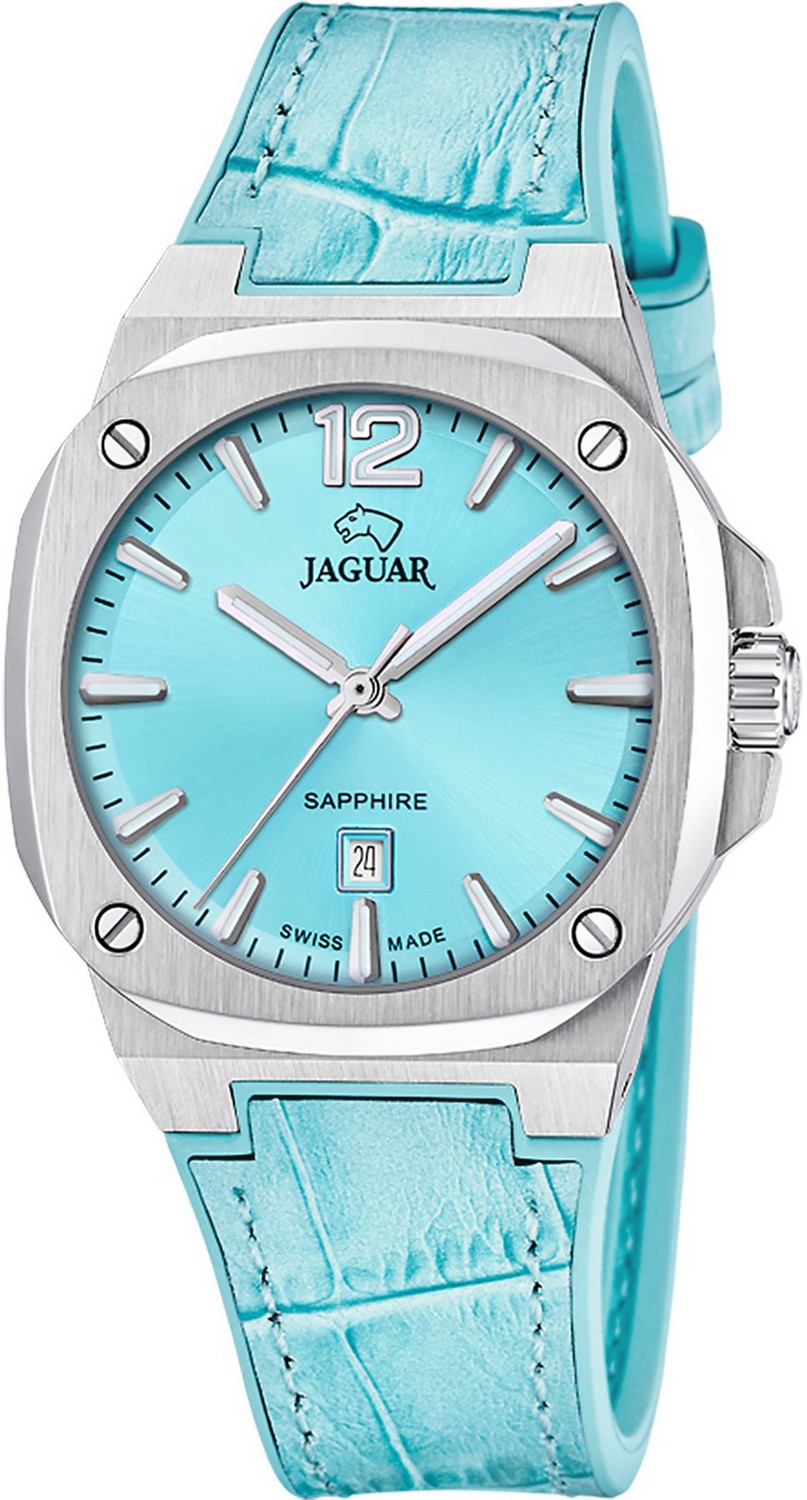 JAGUAR  Jaguar Swiss Made women's watch J1032/2 with a stainless steel
 case and a sapphire glass fitted with a leather bracelet.