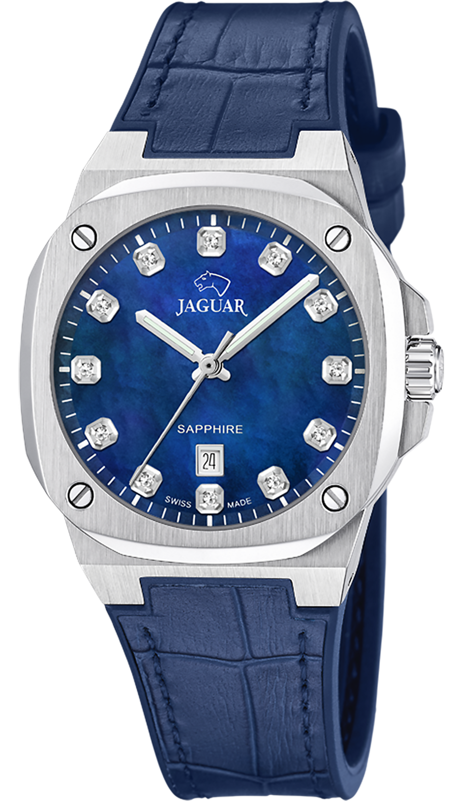 JAGUAR  Женские швейцарские часы, кварцевый механизм, сталь, 34,3*34,3 мм