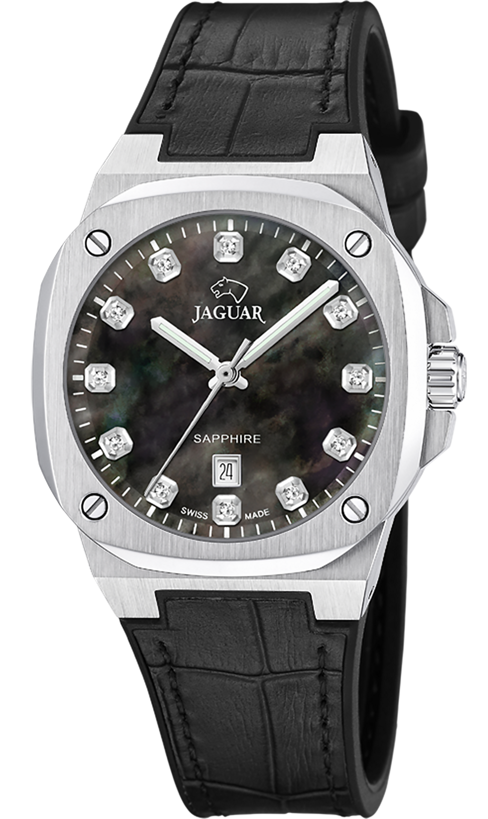 JAGUAR  Женские швейцарские часы, кварцевый механизм, сталь, 34,3*34,3 мм