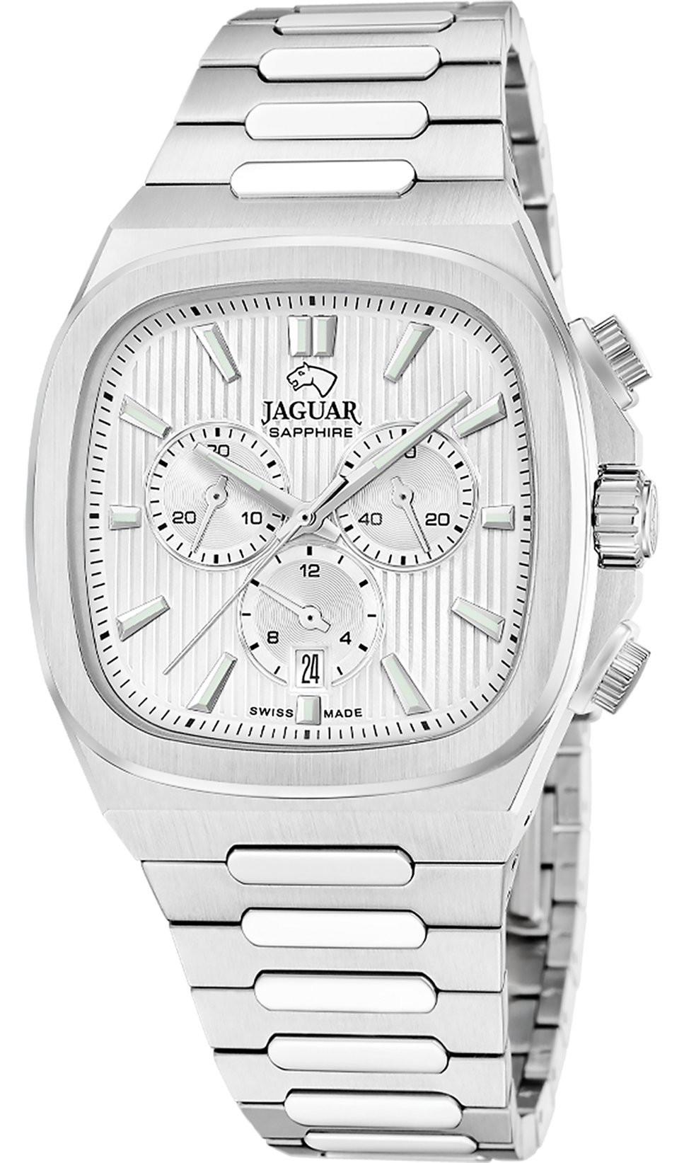 JAGUAR   швейцарские часы, кварцевый механизм, сталь, 43*43 мм