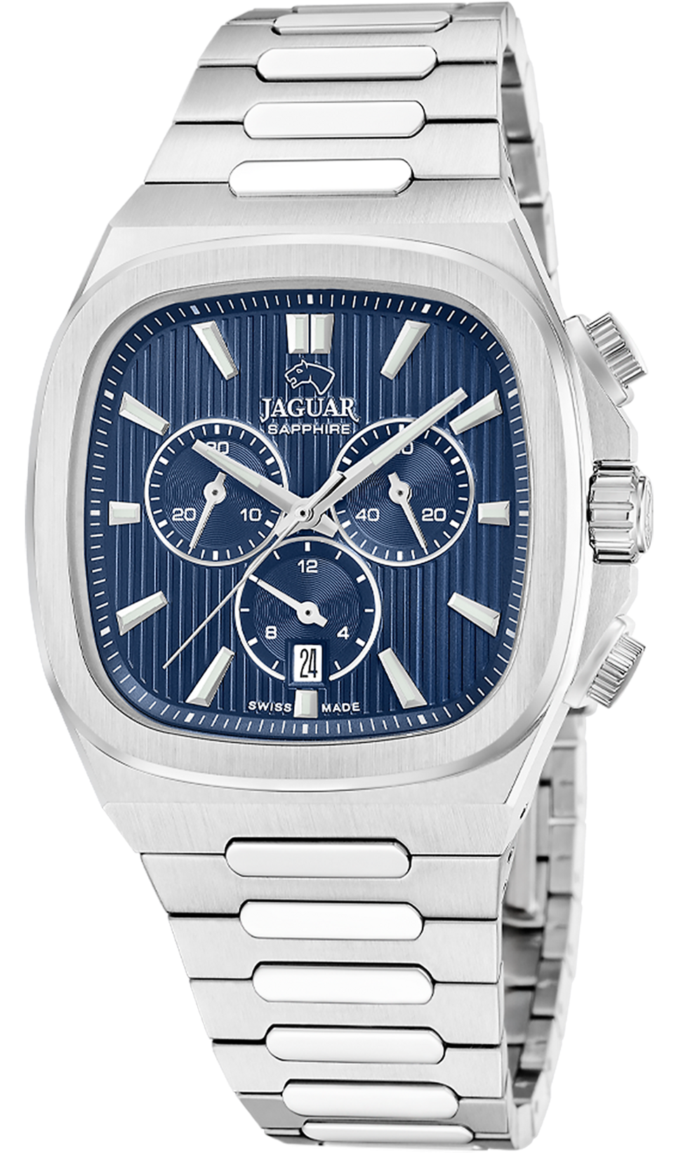 JAGUAR   швейцарские часы, кварцевый механизм, сталь, 43*43 мм