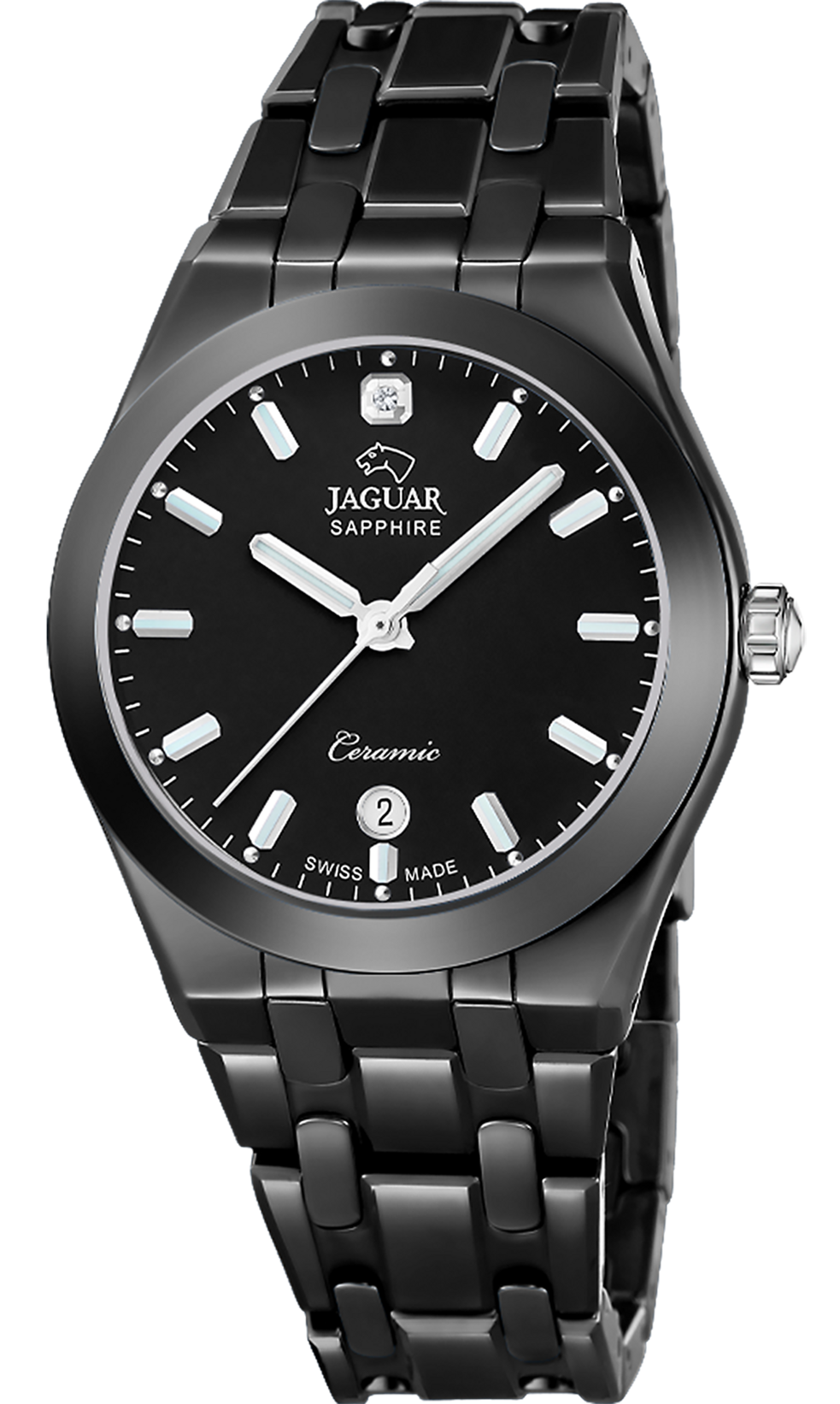 JAGUAR  Женские швейцарские часы, кварцевый механизм, керамика, 37 мм