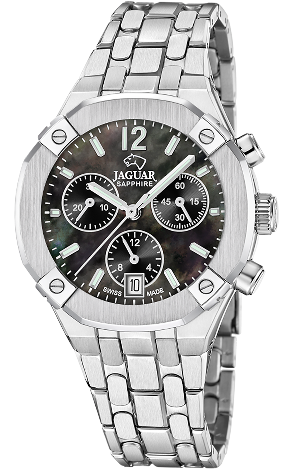 JAGUAR  Женские швейцарские часы, кварцевый механизм, сталь, 38 мм