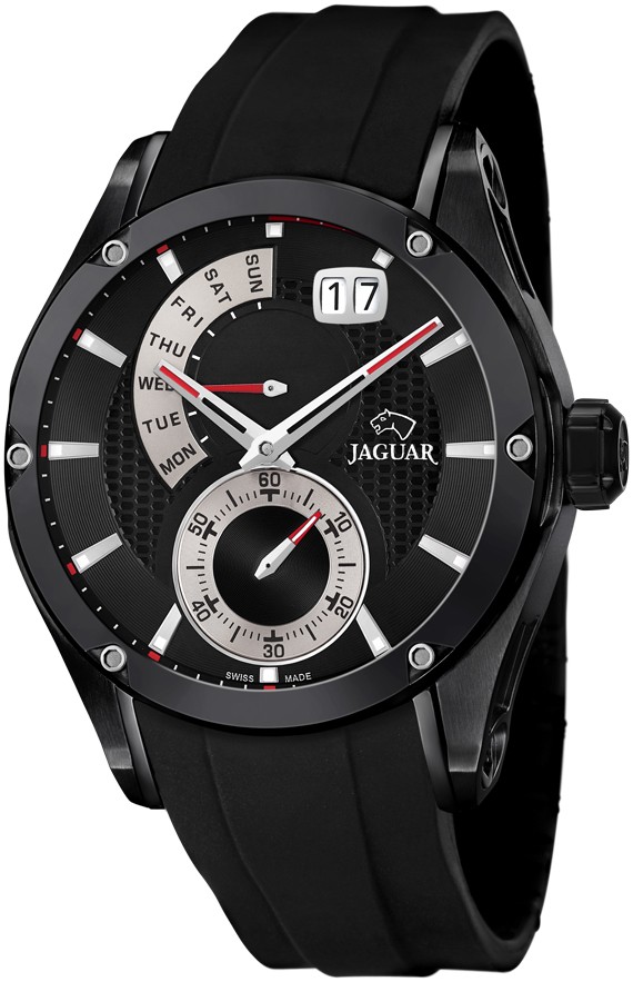 Часы JAGUAR  J681/2 Мужские швейцарские часы, кварцевый механизм, сталь с покрытием, 45 мм