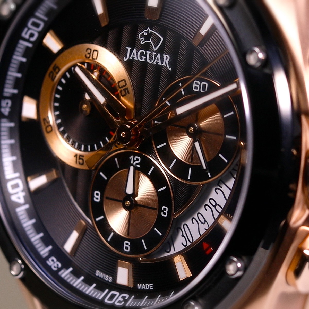 JAGUAR  Мужские швейцарские часы, кварцевый механизм, сталь с покрытием, 45 мм