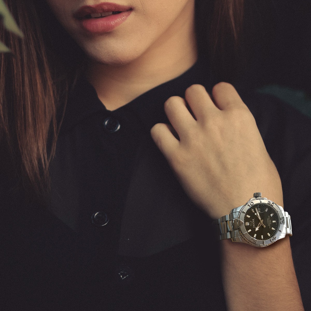 JAGUAR  Женские швейцарские часы, кварцевый механизм, сталь, 34 мм