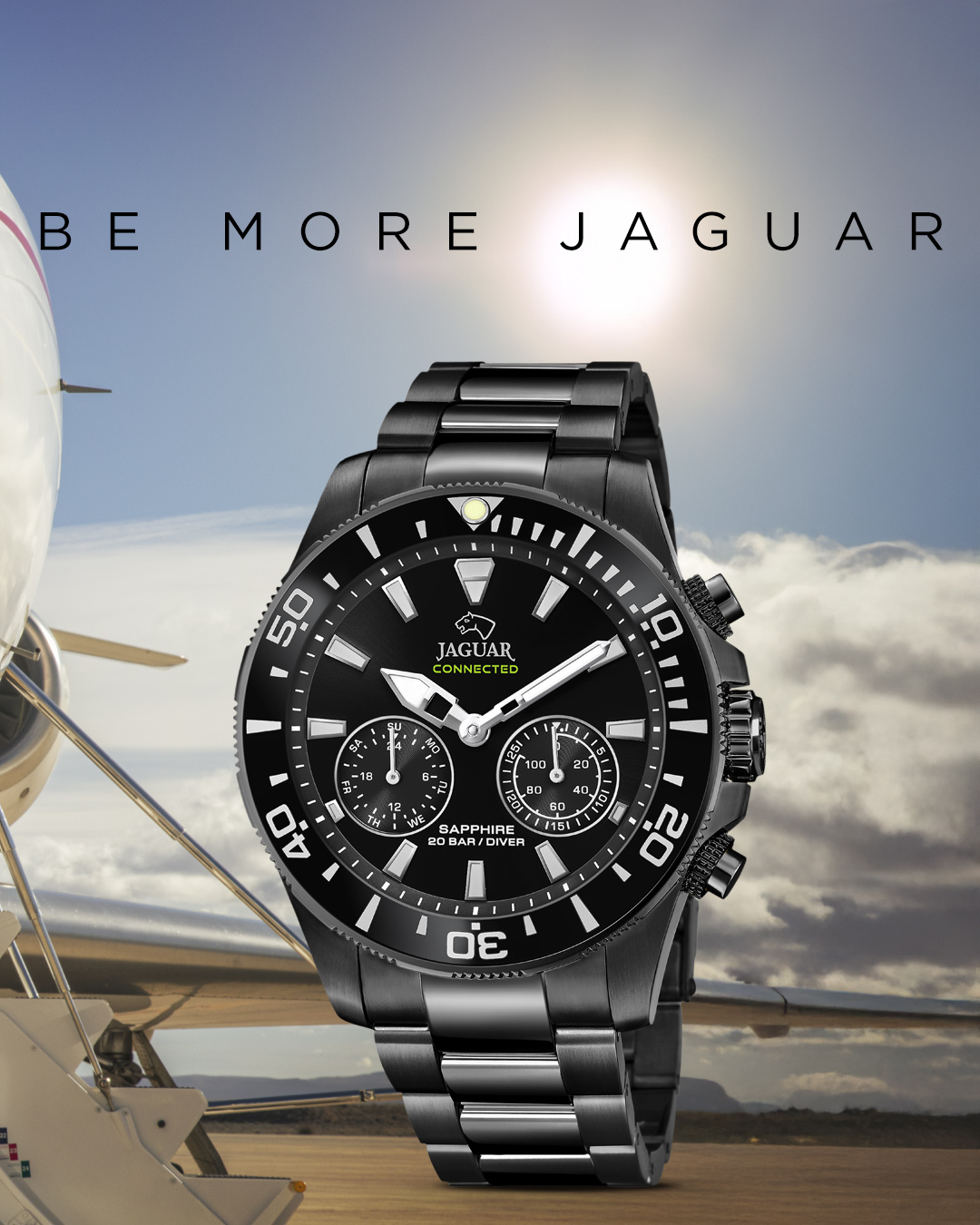 JAGUAR  Мужские швейцарские часы, гибридный механизм, сталь с покрытием, 45,7 мм