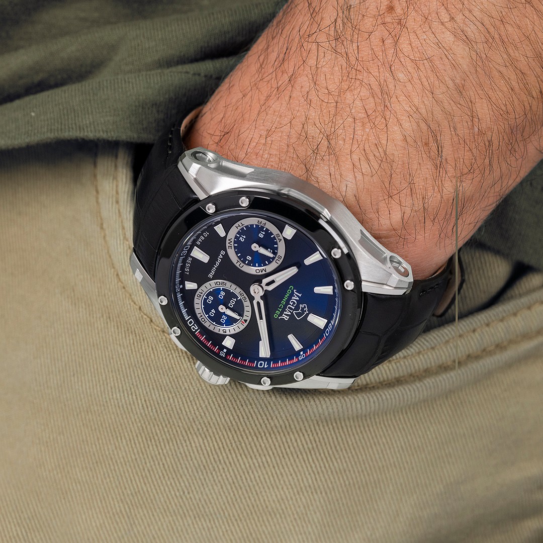 JAGUAR  Мужские швейцарские часы, гибридный механизм, сталь с покрытием, 45 мм