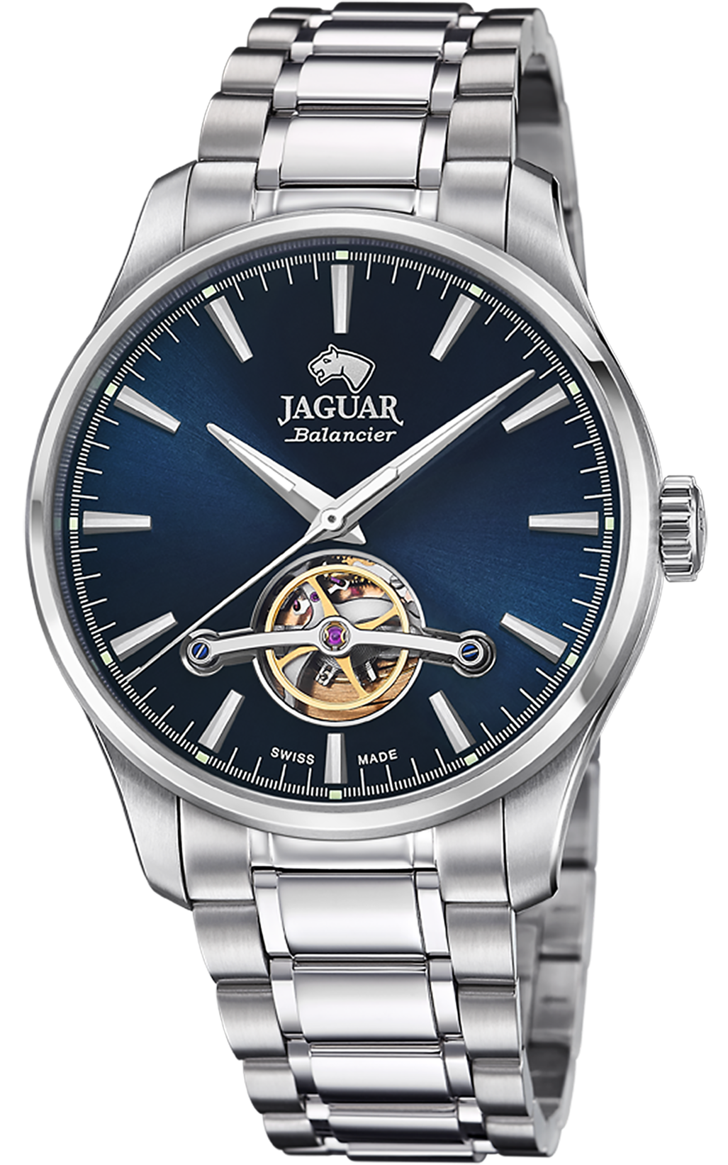 JAGUAR  Мужские швейцарские часы, автоматический механизм newton soprod, сталь, 41,5 мм