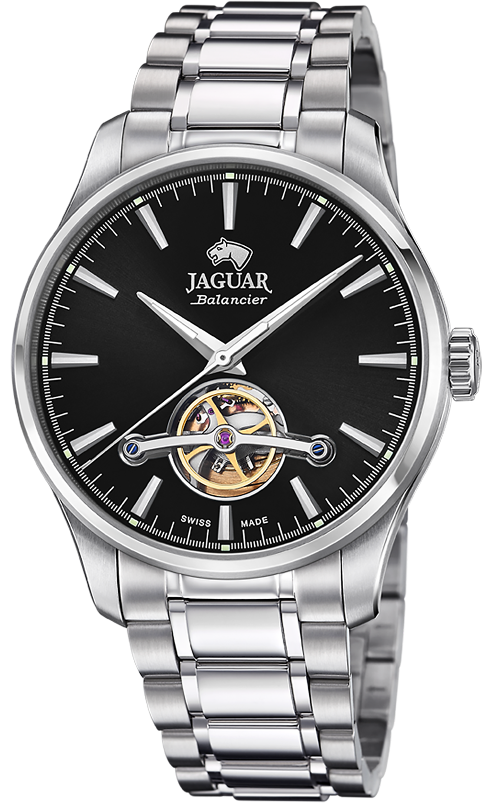 JAGUAR  Мужские швейцарские часы, автоматический механизм newton soprod, сталь, 41,5 мм