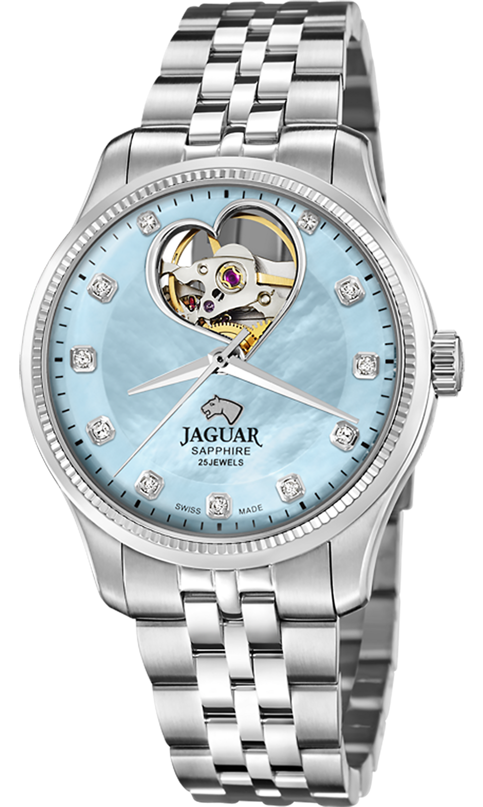 JAGUAR  Женские швейцарские часы, автоматический механизм, сталь, 34 мм