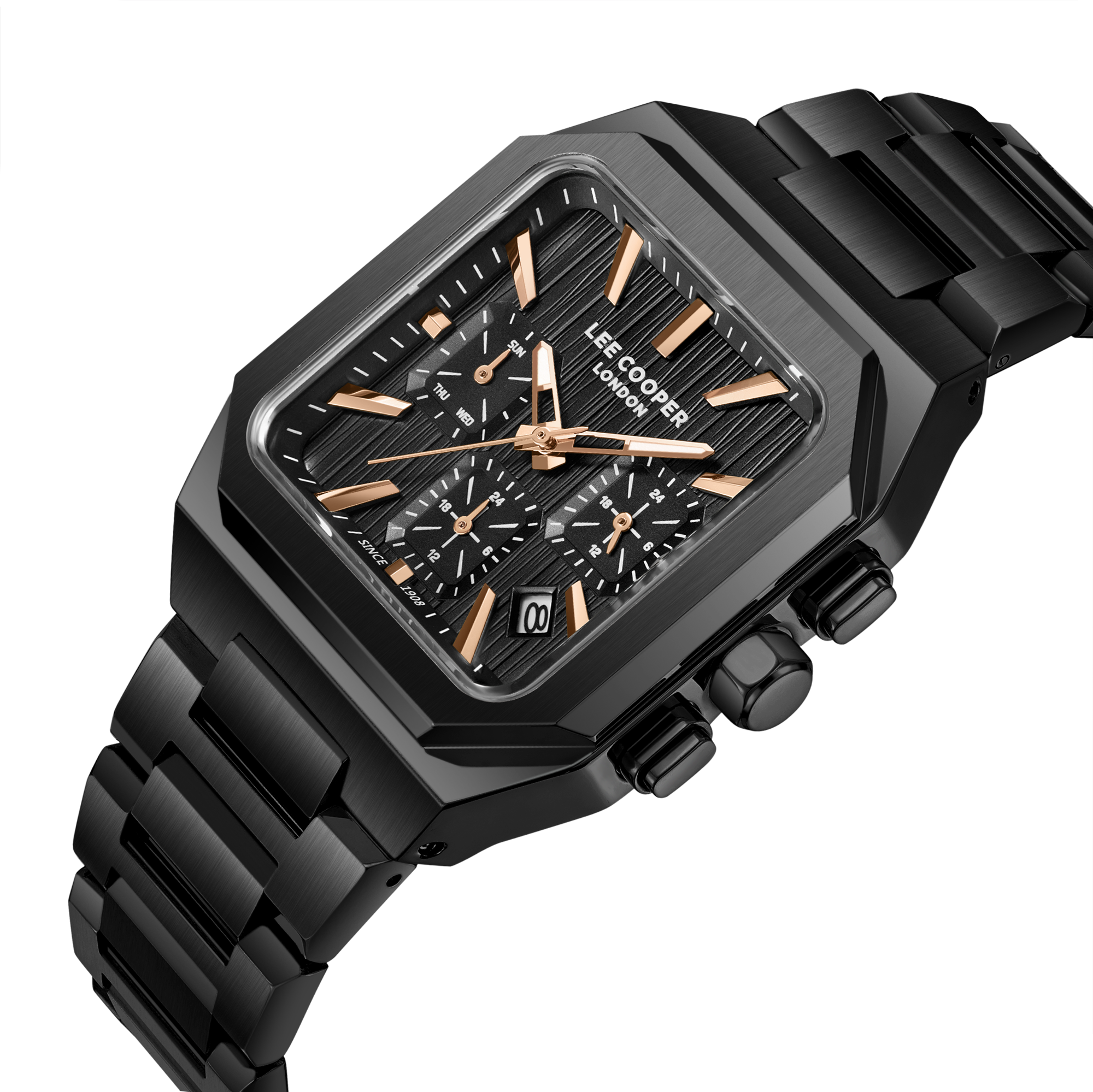 LEE COOPER   часы, кварцевый механизм, суперметалл, 37x47 мм