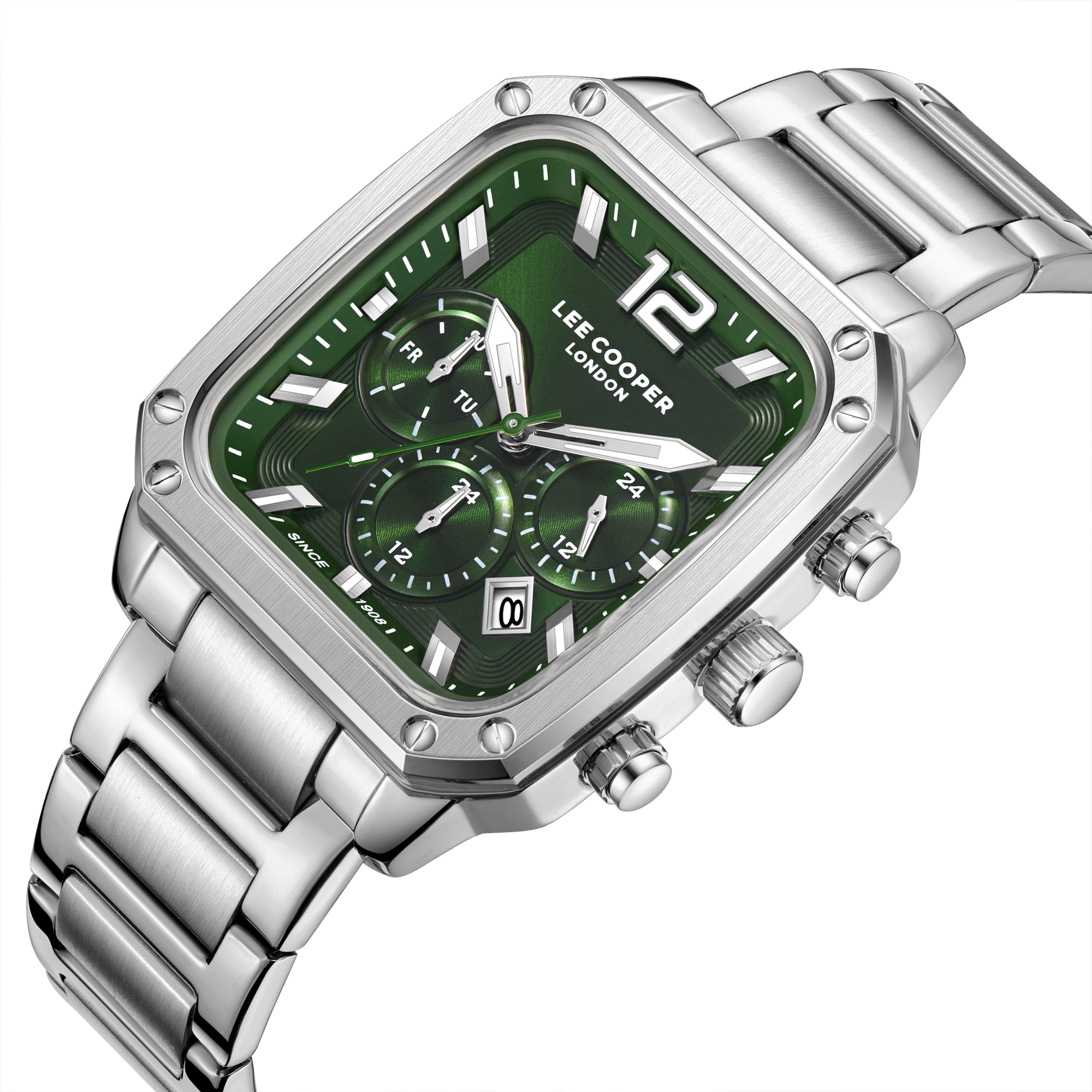 LEE COOPER   часы, кварцевый механизм, суперметалл, 39x49 мм