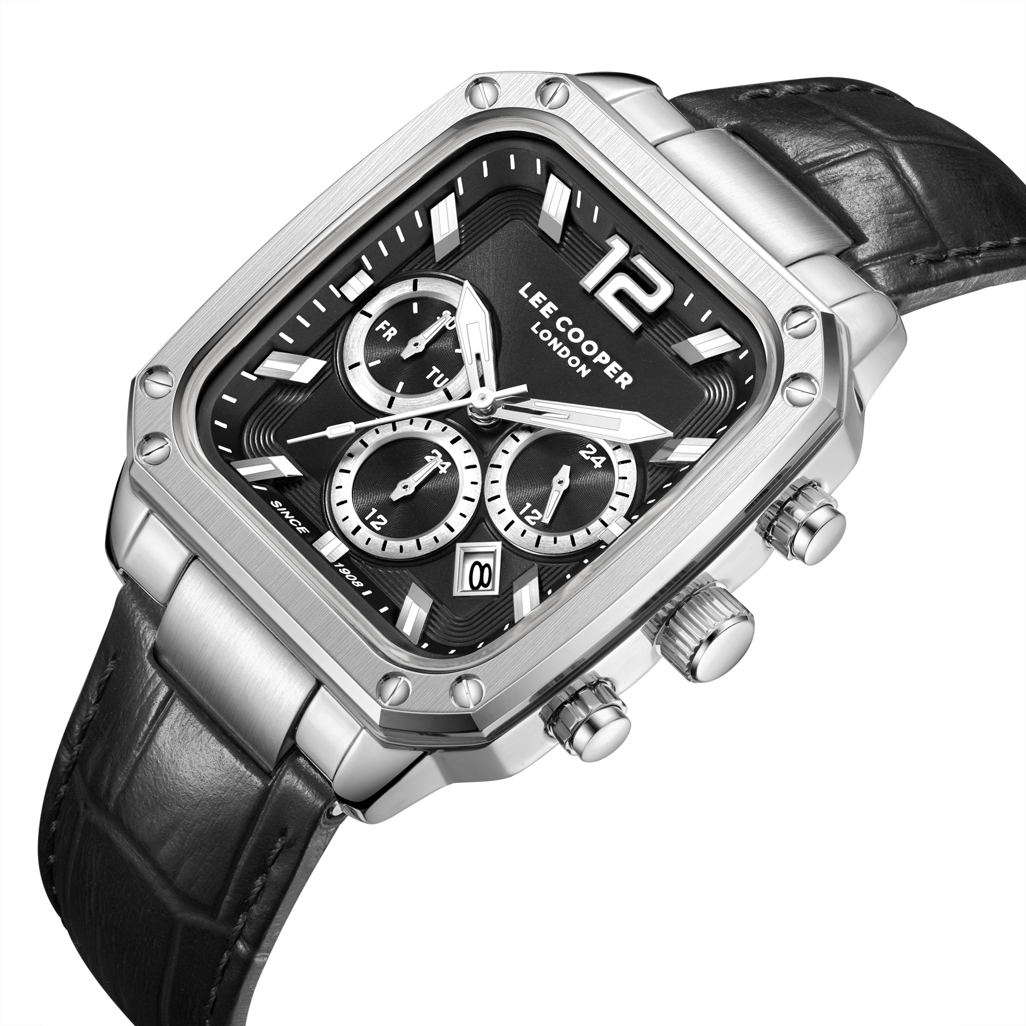 LEE COOPER   часы, кварцевый механизм, суперметалл, 39x49 мм