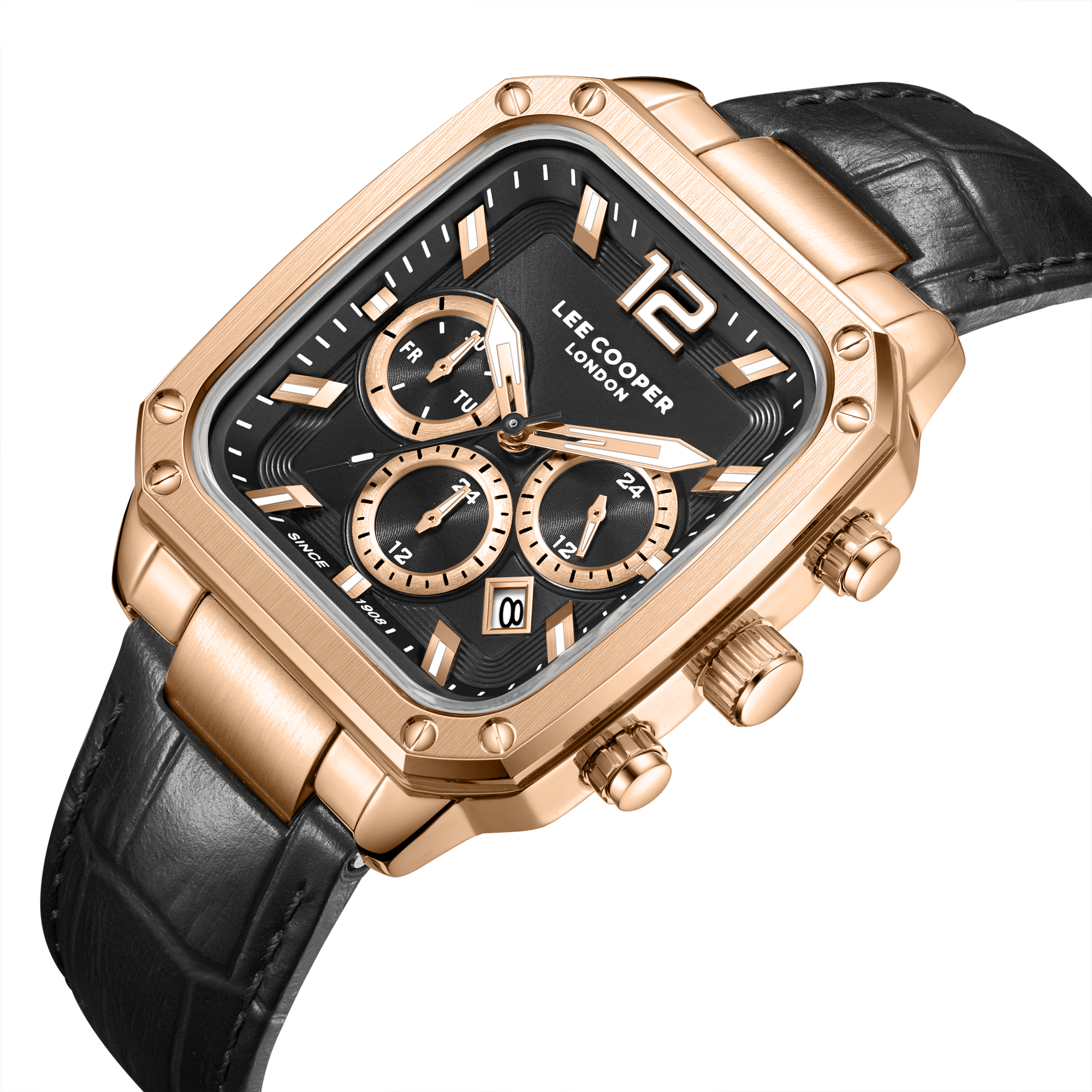LEE COOPER   часы, кварцевый механизм, суперметалл, 39x49 мм