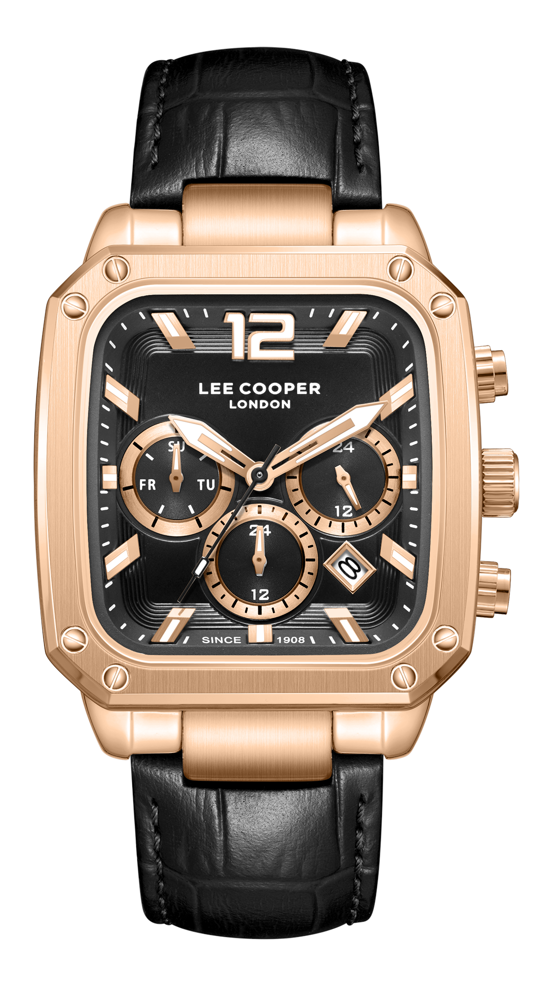 LEE COOPER   часы, кварцевый механизм, суперметалл, 39x49 мм