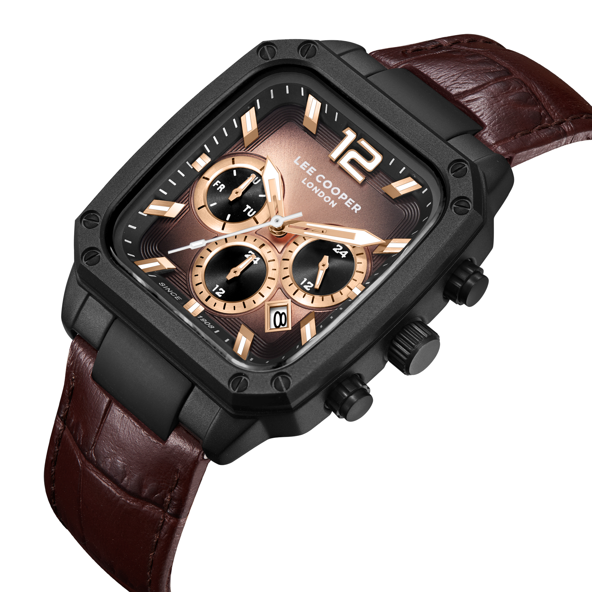 LEE COOPER   часы, кварцевый механизм, суперметалл, 39x49 мм