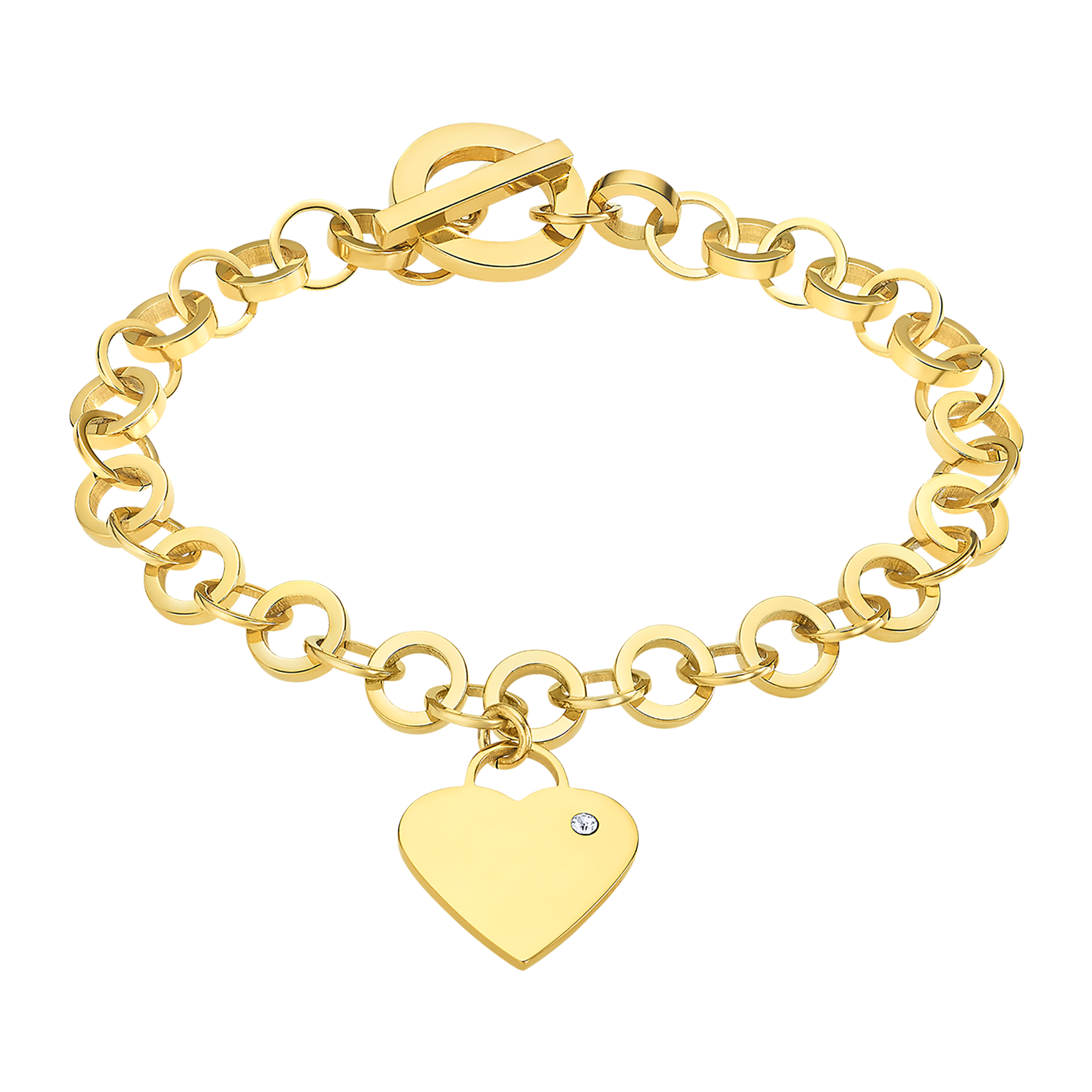 Woman's Heart Браслет(LS2271-2/2) Женский браслет Lotus из нержавеющей стали с желтым покрытием и вставкой из циркония
