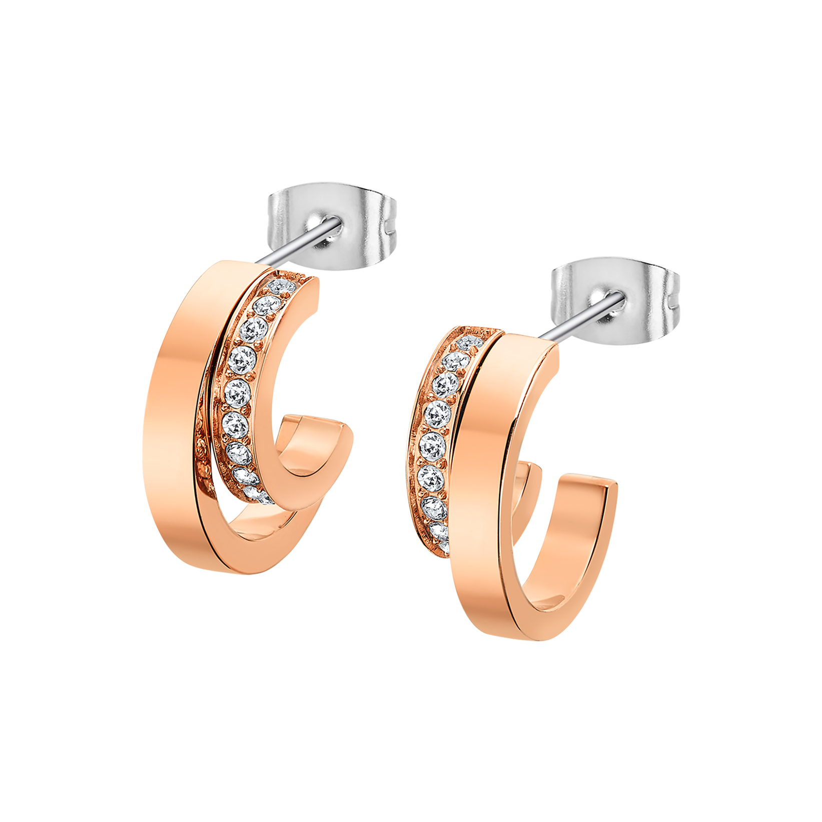 Urban Woman Серьги(LS2322-4/3) Серьги Lotus из нержавеющей стали с розовым покрытием и вставками из циркония 